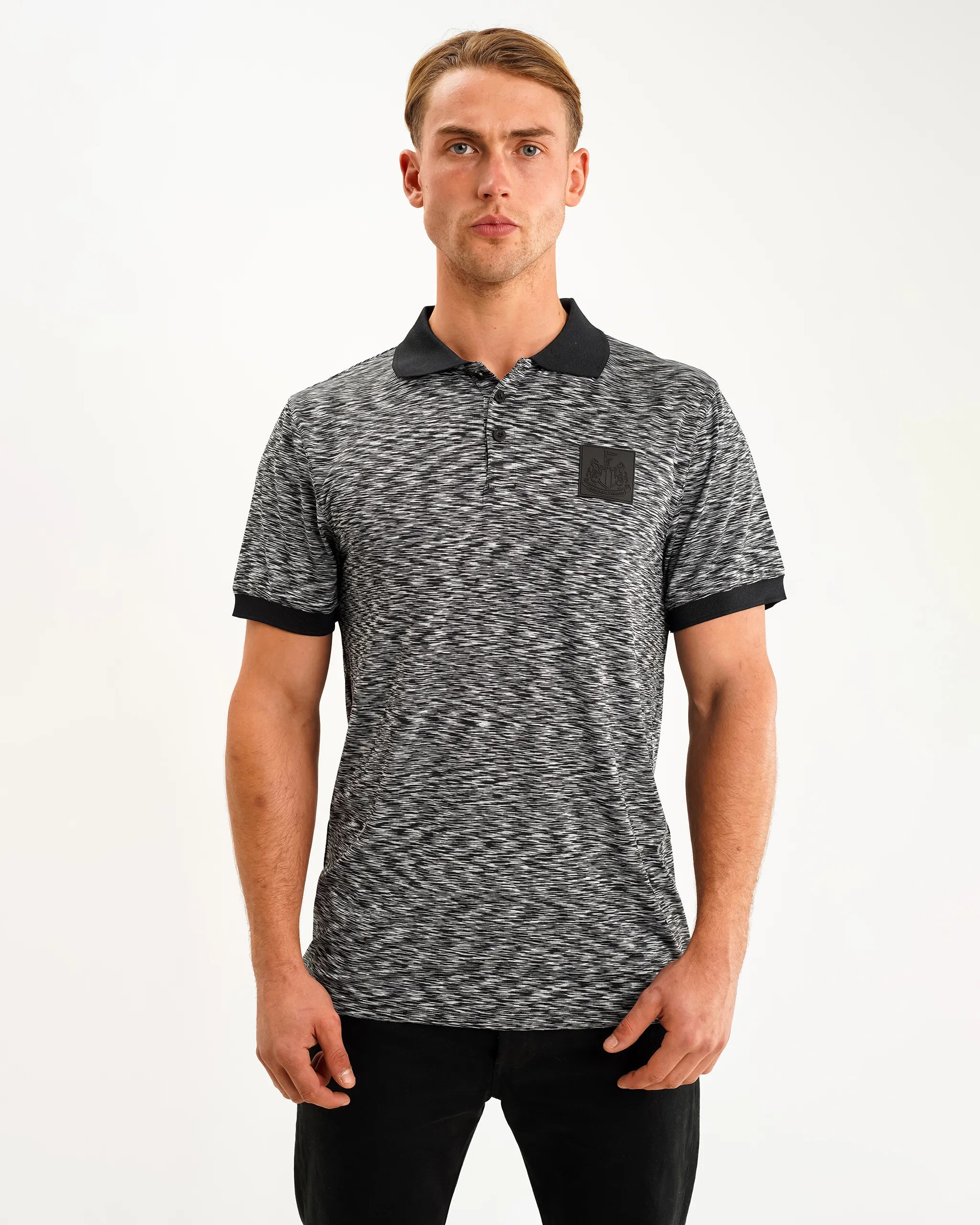 Newcastle United Men's Black Spacedye Polo Shirt