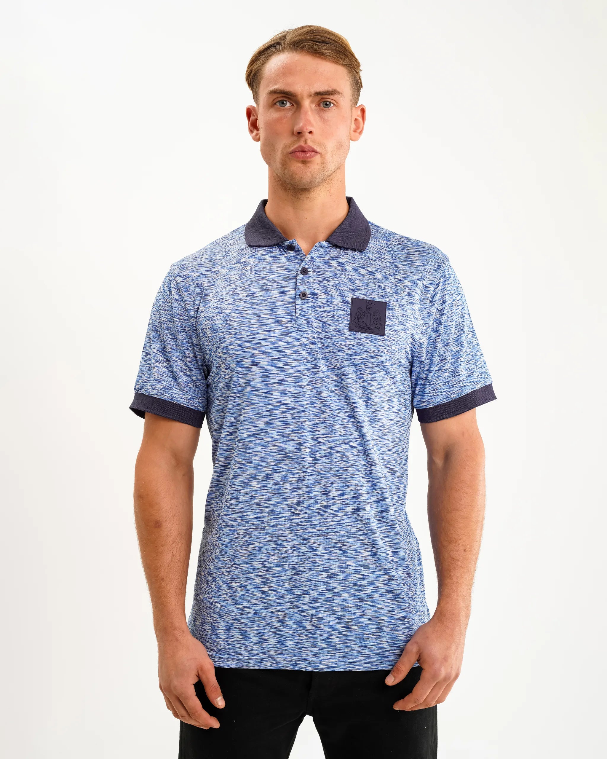 Newcastle United Men's Blue Spacedye Polo Shirt