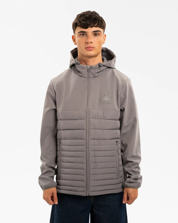 Newcastle United Men's Grey Hooded Hybrid Jacket