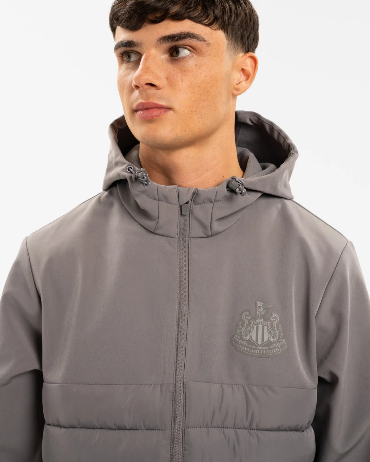 Newcastle United Men's Grey Hooded Hybrid Jacket