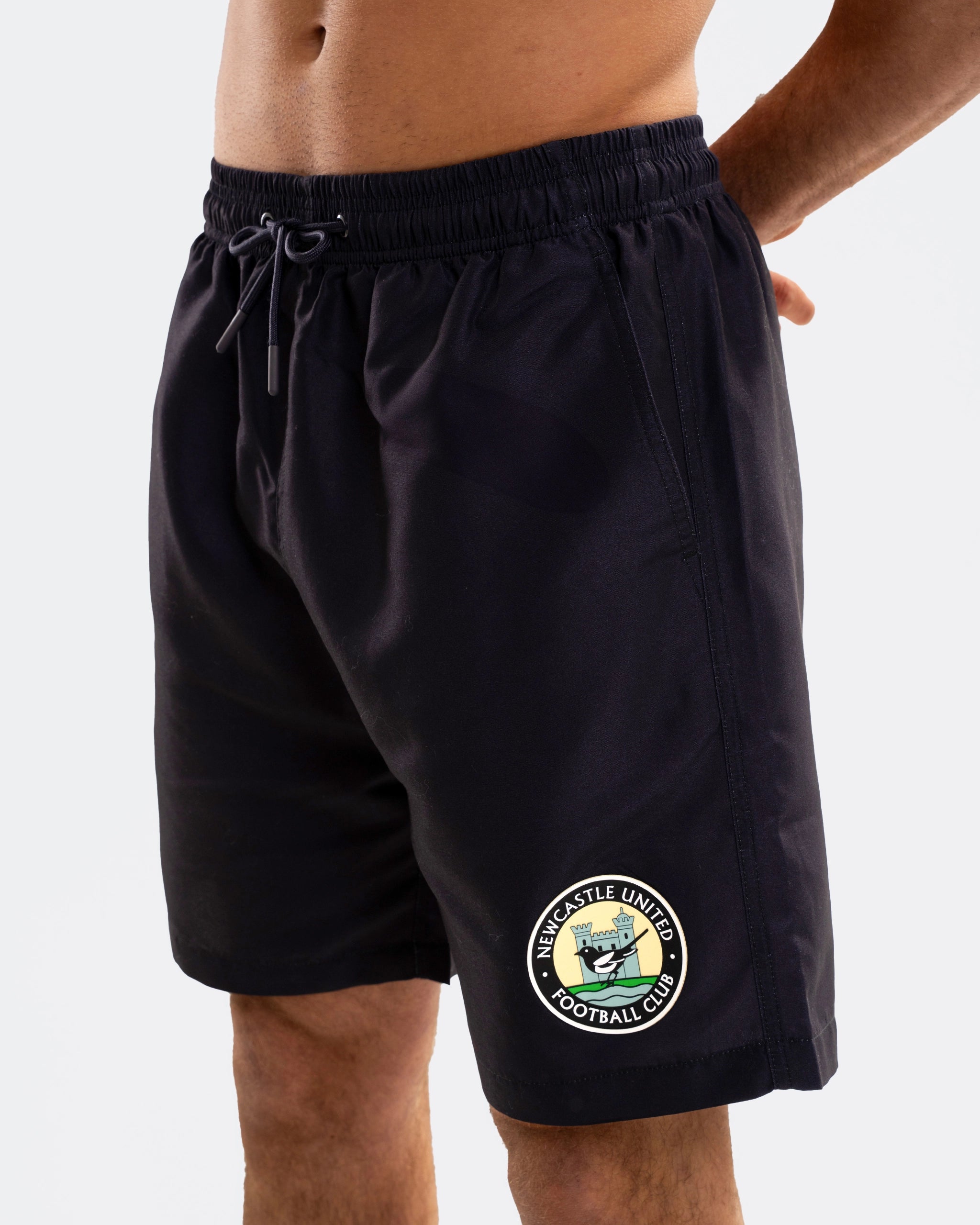 Newcastle United Men's Retro Crest Black Swim Shorts
