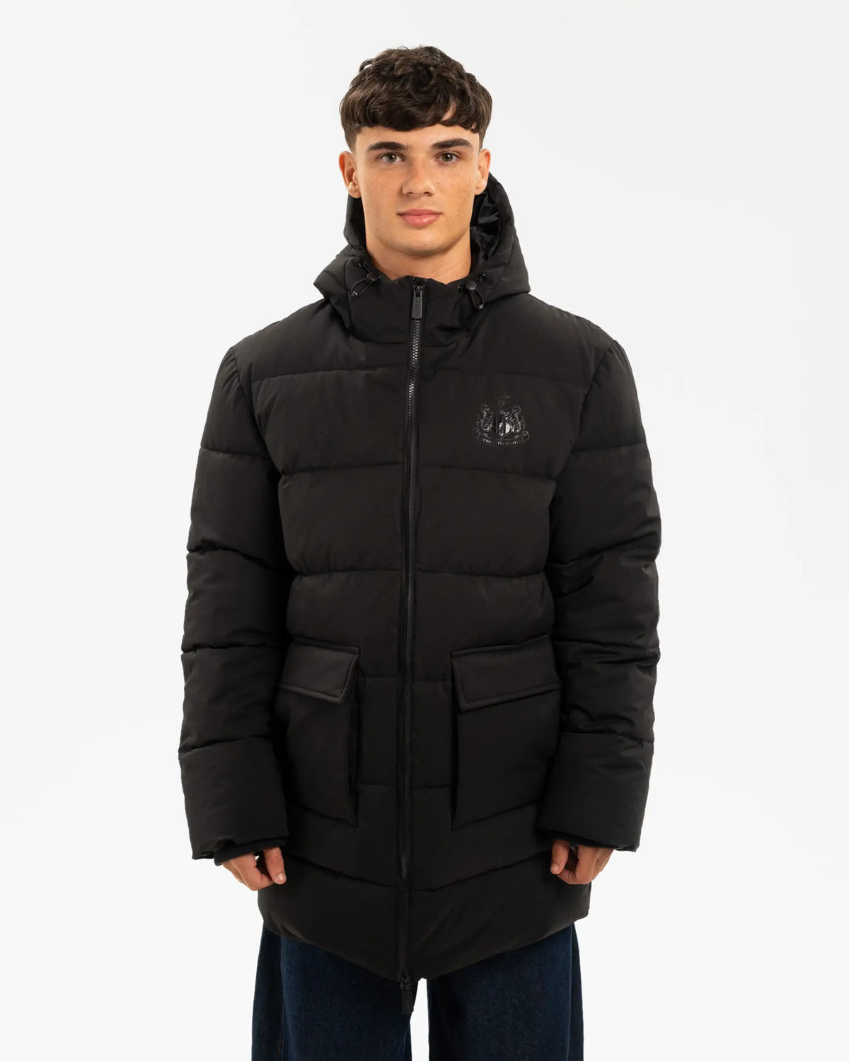 Newcastle United Men's Black Longline Puffer Jacket
