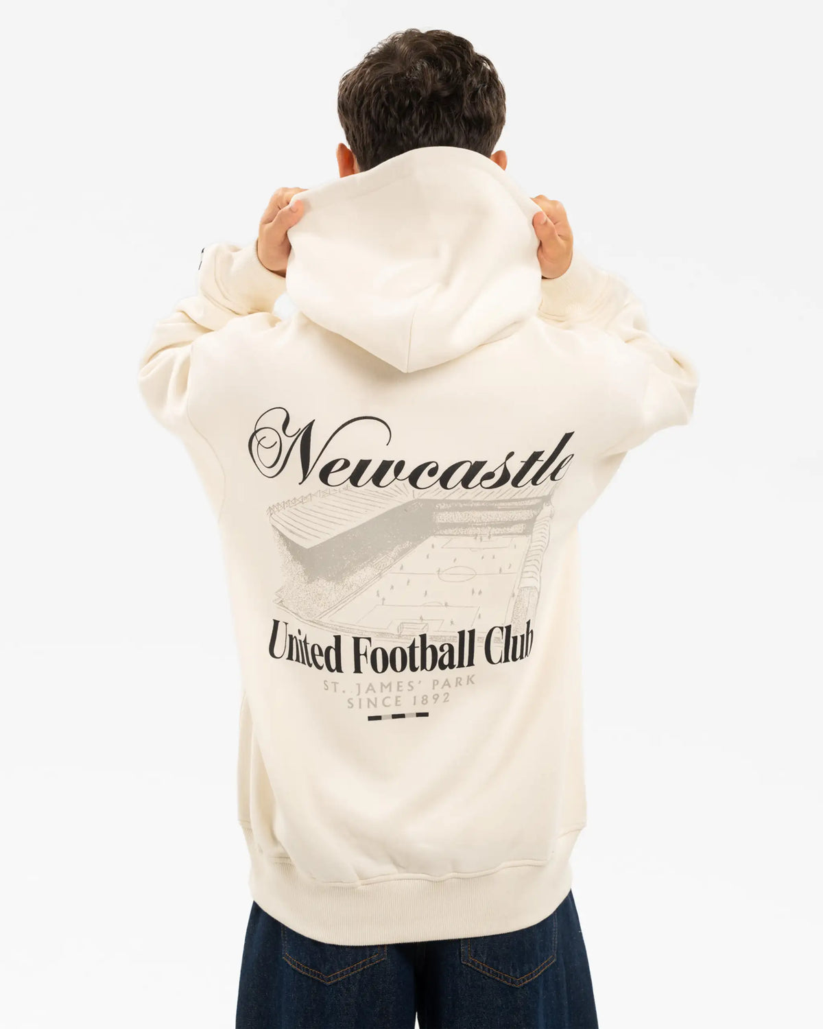 Newcastle United Men's Retro Crest Off-White Full Zip Stadium Hoodie