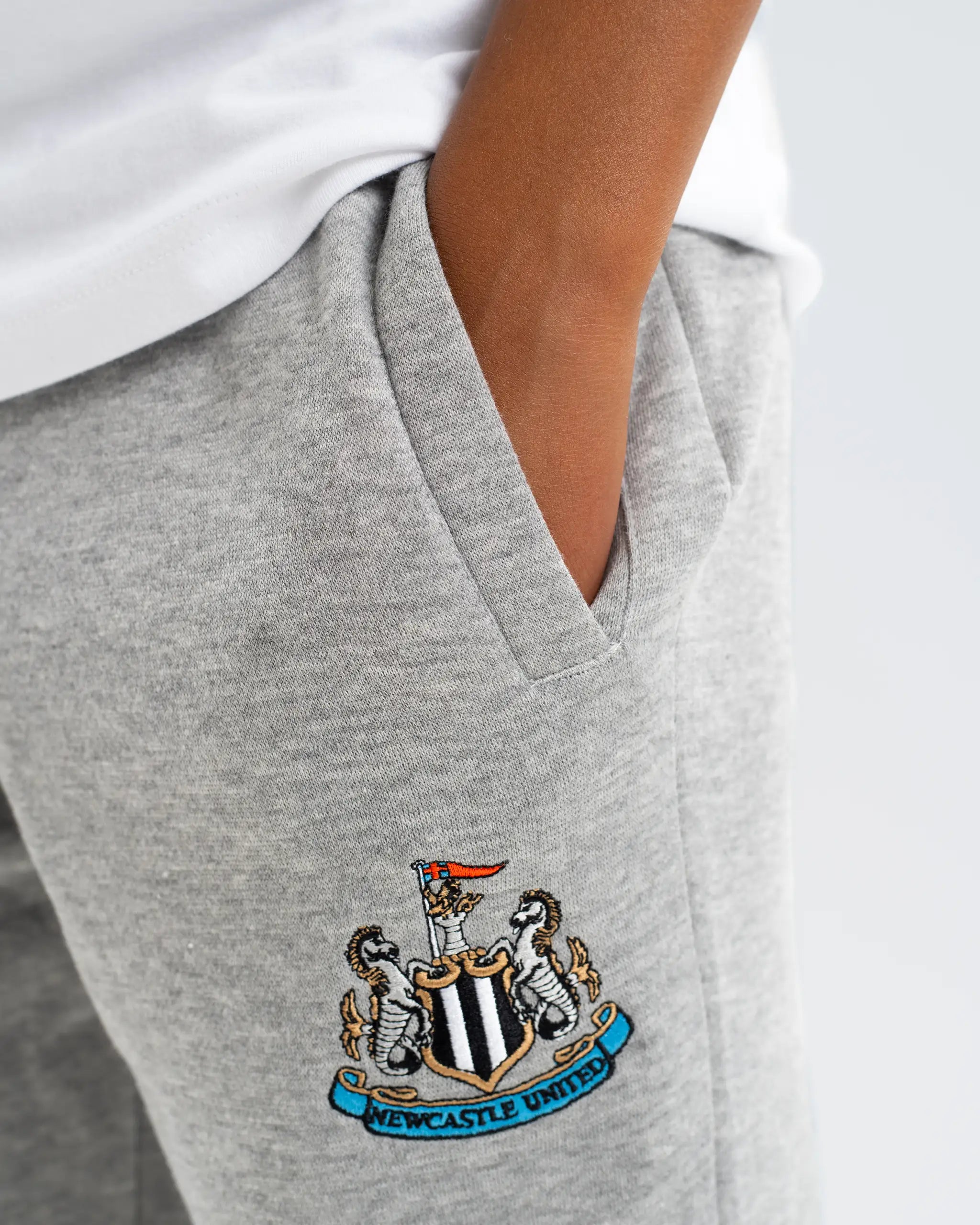 Newcastle United Kids' Essentials Range Grey Fleece Jogger Bottoms