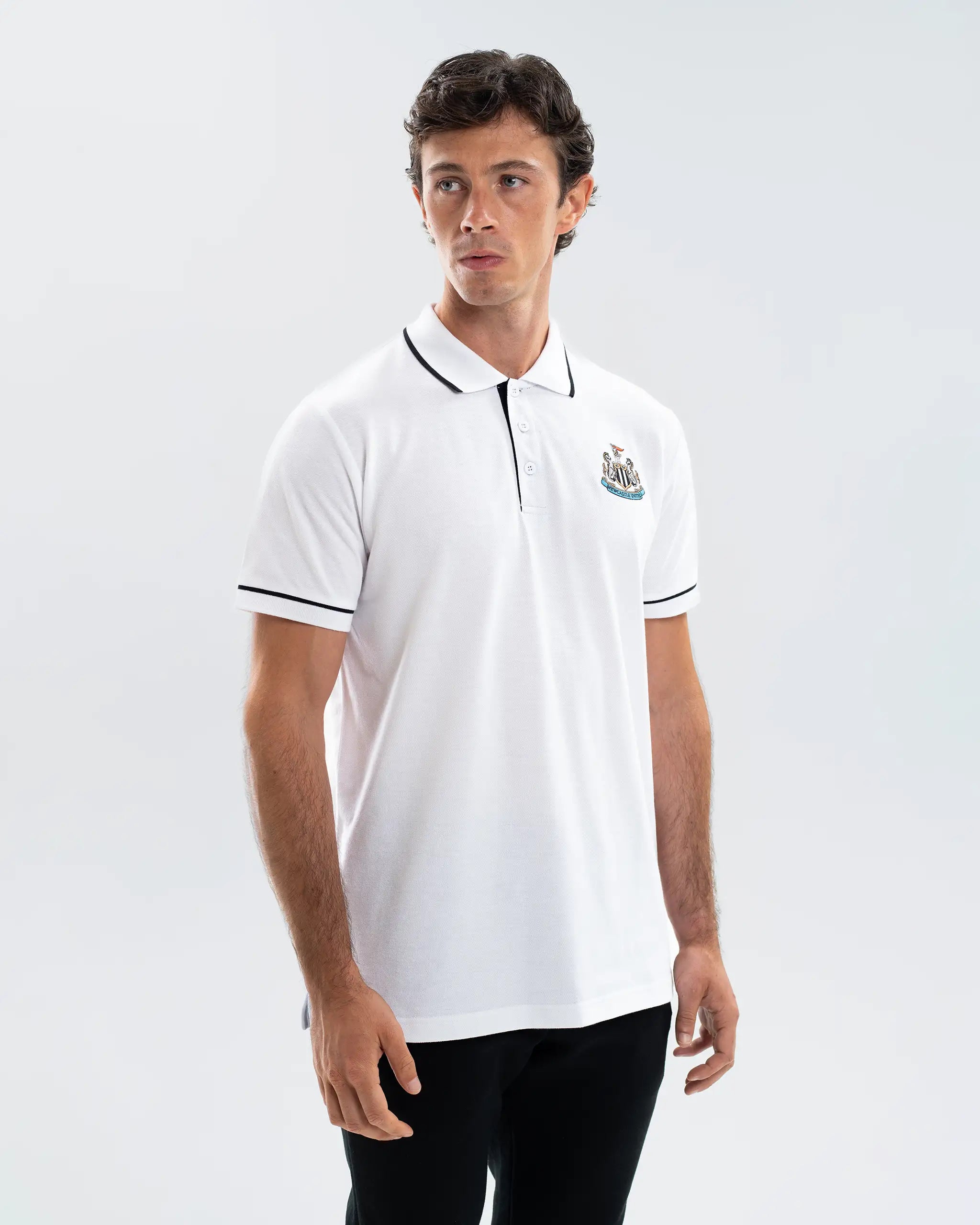 Newcastle United Men's Essentials Range White Polo Shirt