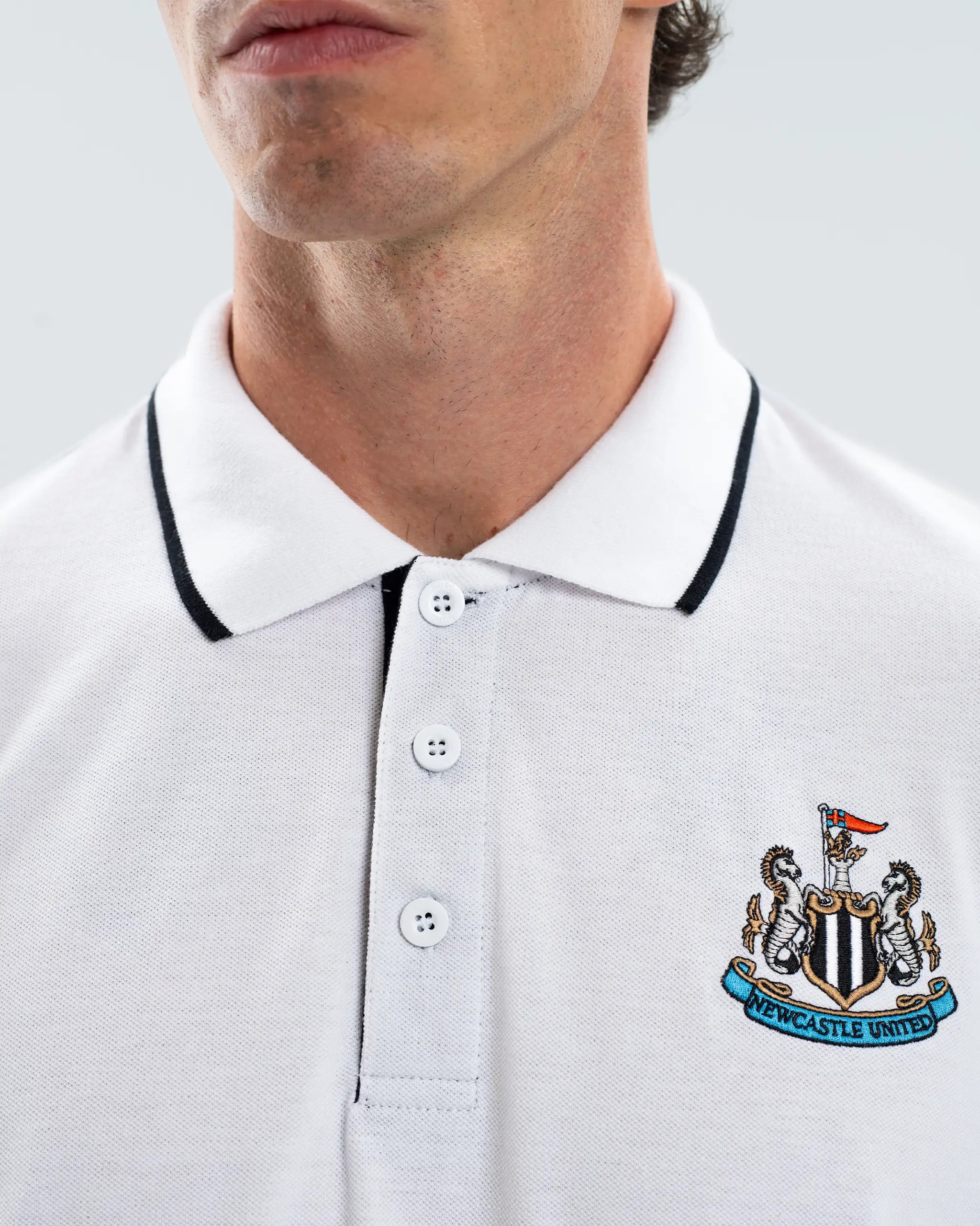 Newcastle United Men's Essentials Range White Polo Shirt