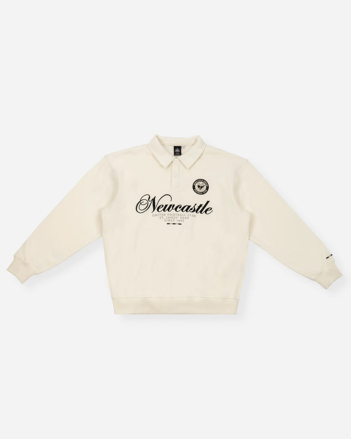 Mewcastle United Men's Retro Crest Off-White Rugby Top