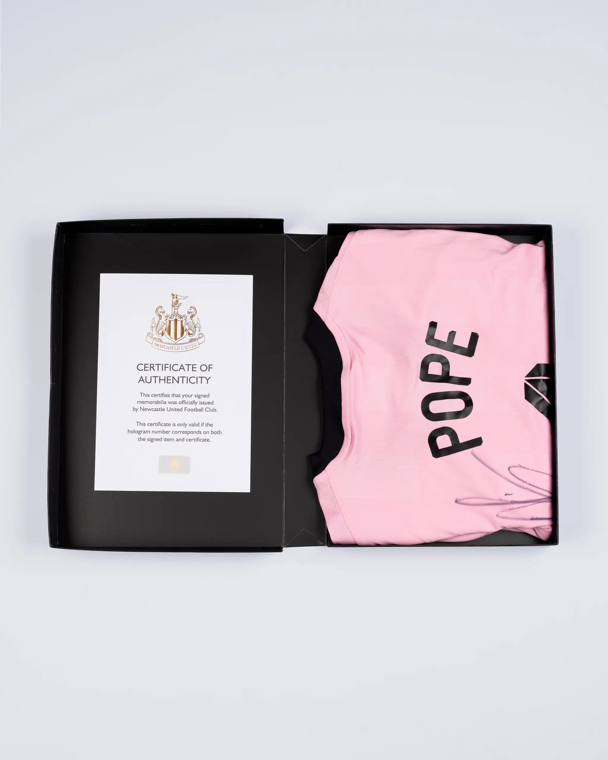 Newcastle United POPE 25/26 Boxed Signed Pink Goalkeeper Shirt