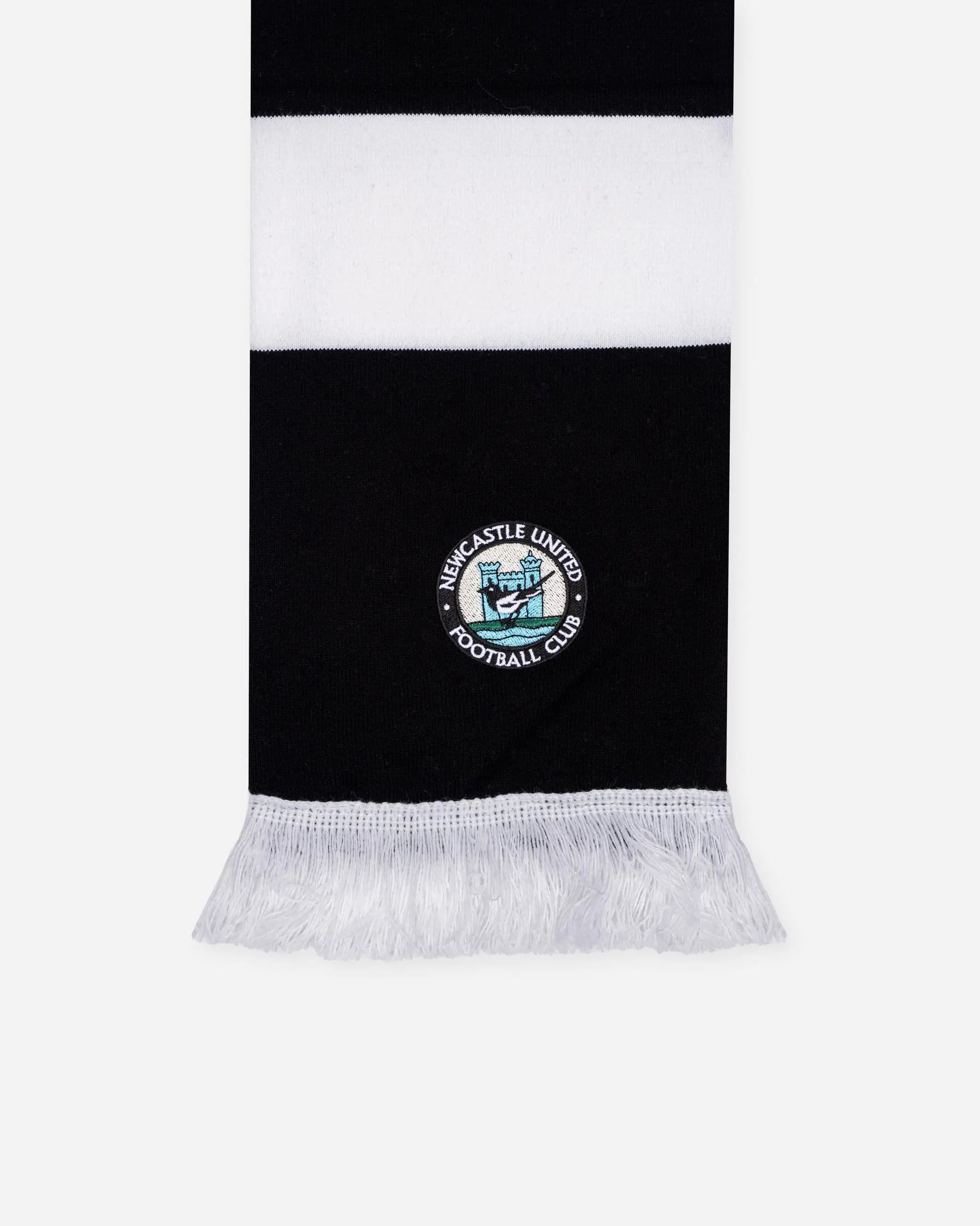 Newcastle United Black & White Embroidered Retro Crest Scarf