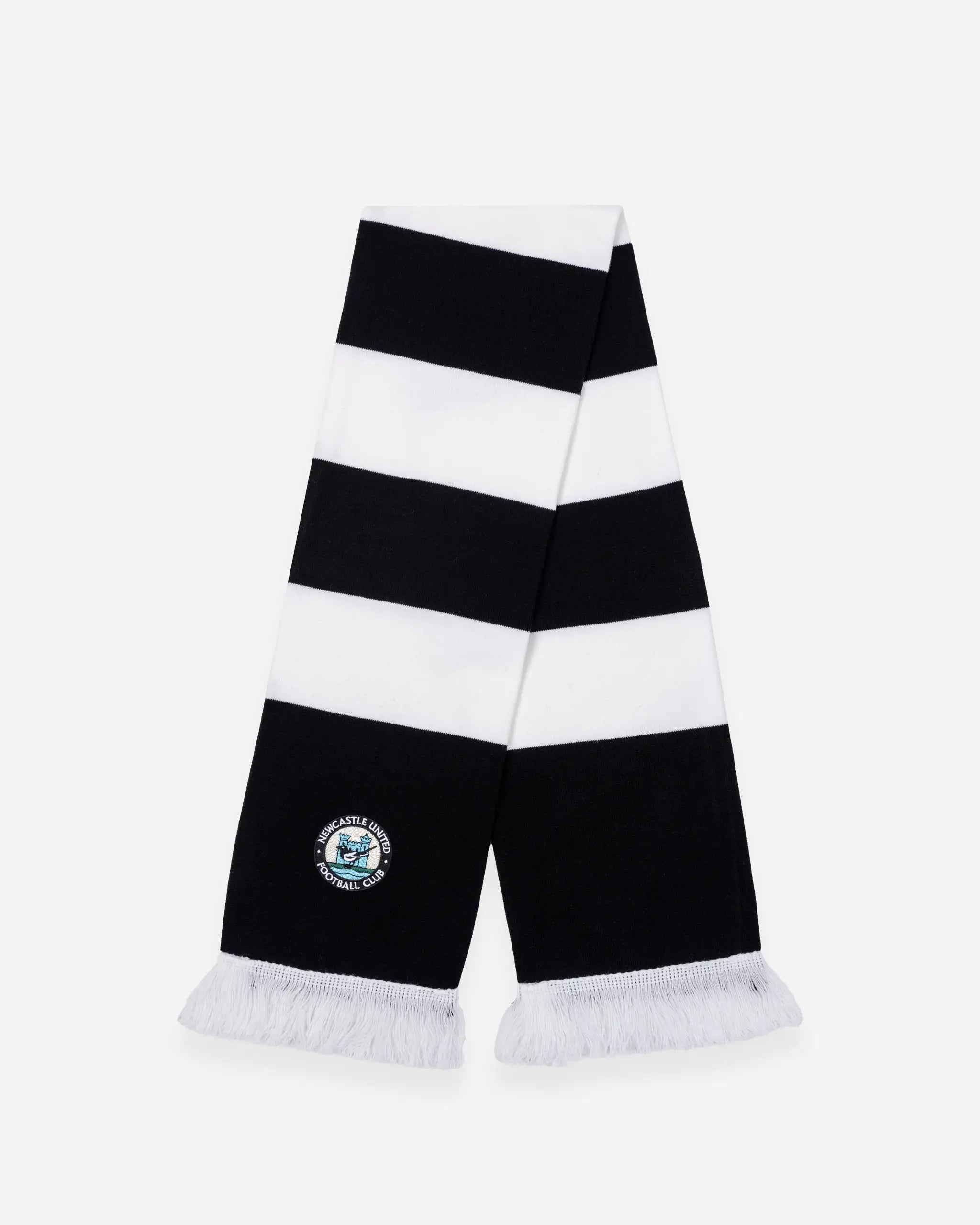 Newcastle United Black & White Embroidered Retro Crest Scarf