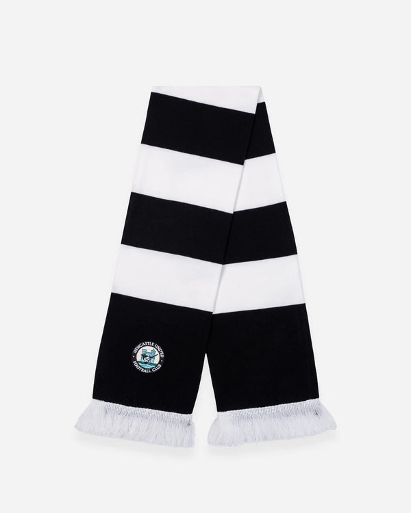Newcastle United Black & White Embroidered Retro Crest Scarf