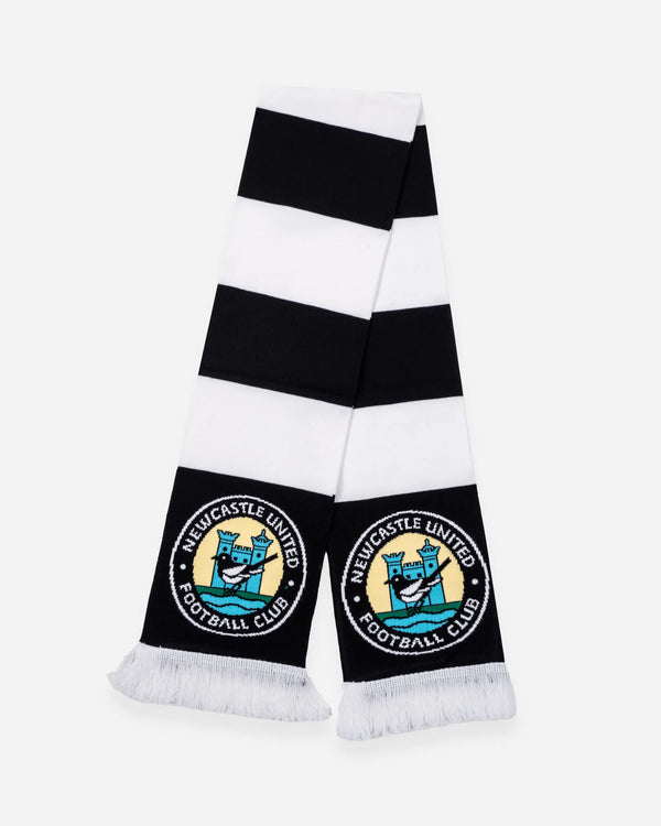Newcastle United Black & White Retro Crest Jacquard Scarf