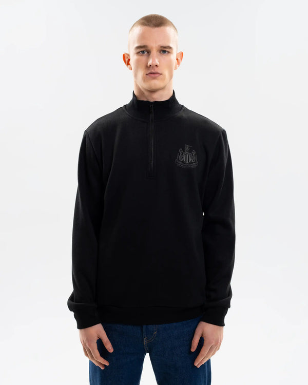 Newcastle United Men's Black 1/4 Zip Sweatshirt