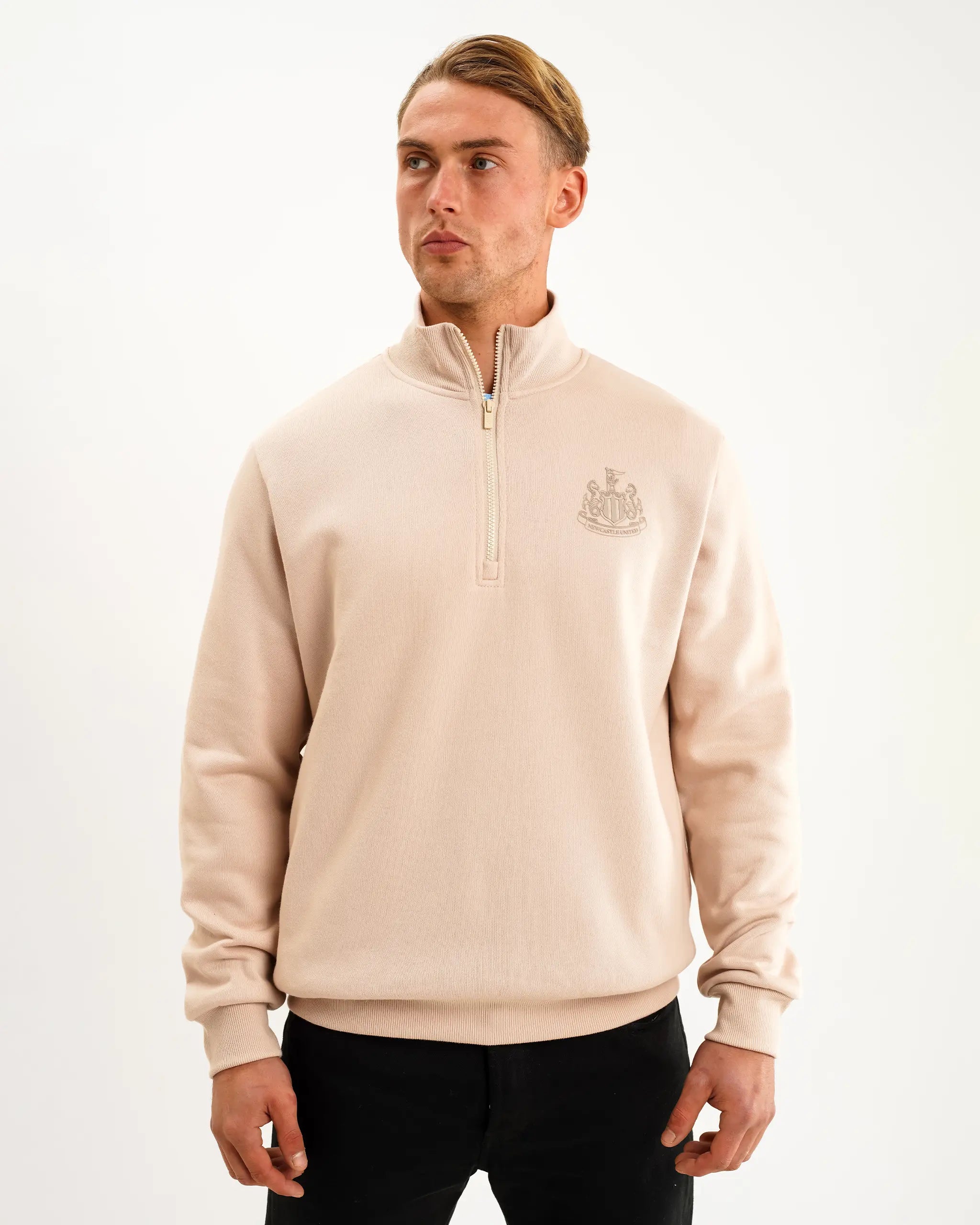 Newcastle United Men's Oat 1/4 Zip Sweatshirt