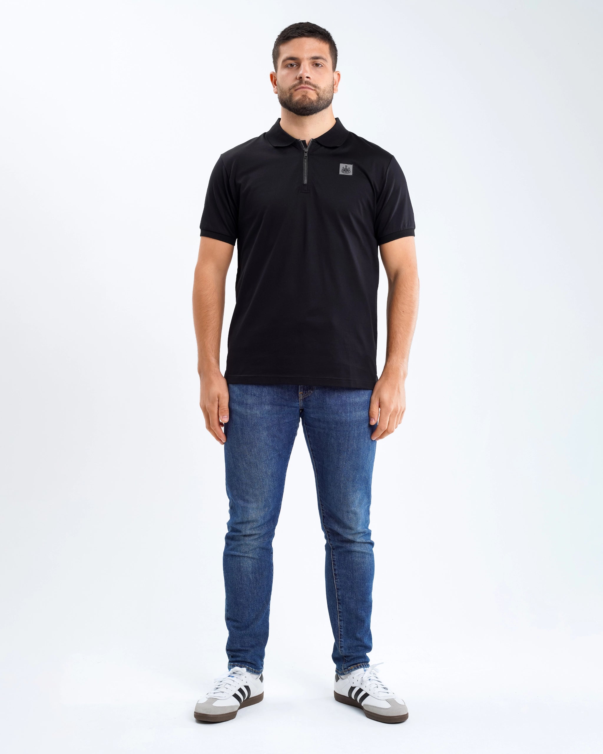 Newcastle United Men's Black Zipped Polo Shirt