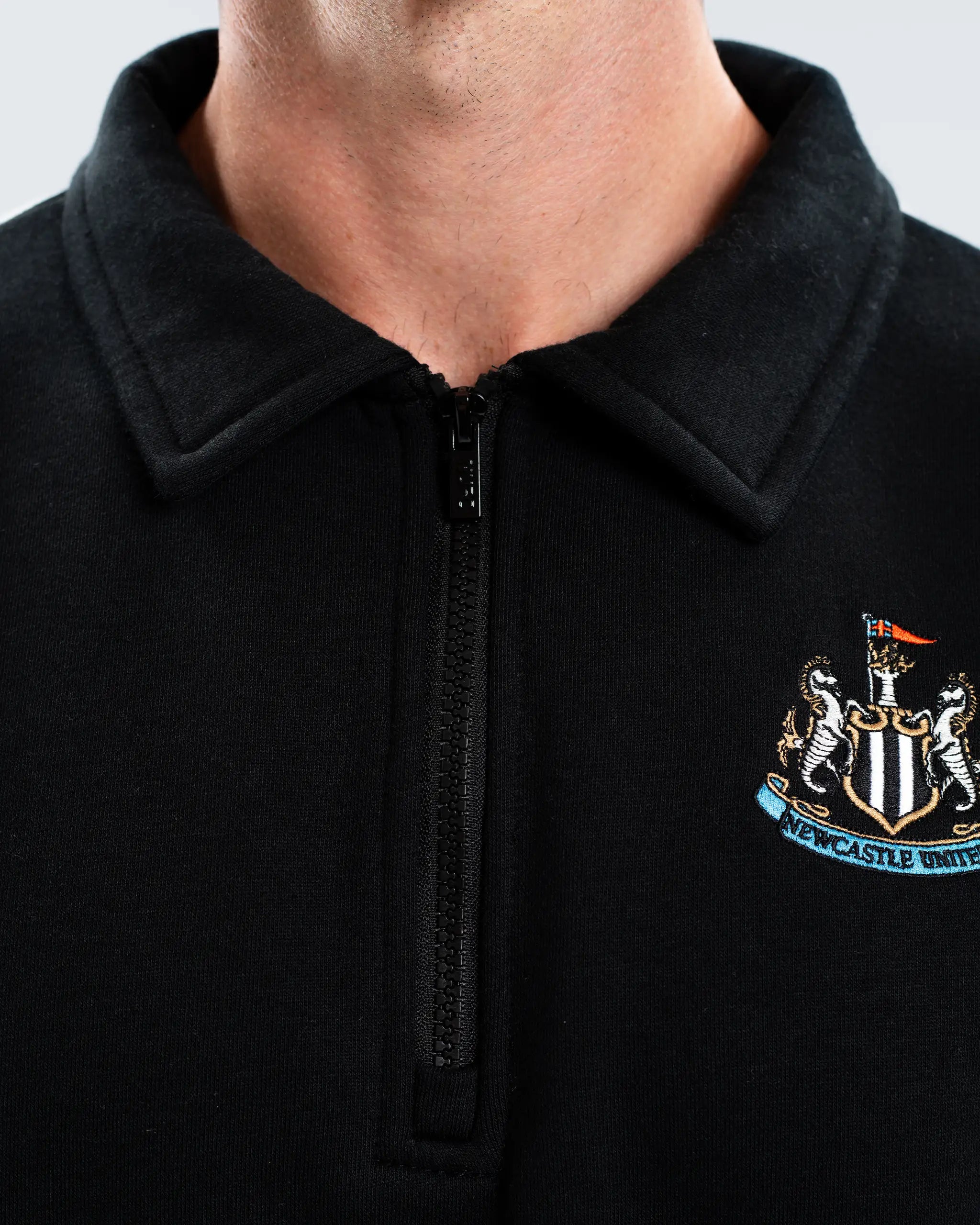 Newcastle United Men's Essentials Range Black 1/4 Zip Sweater