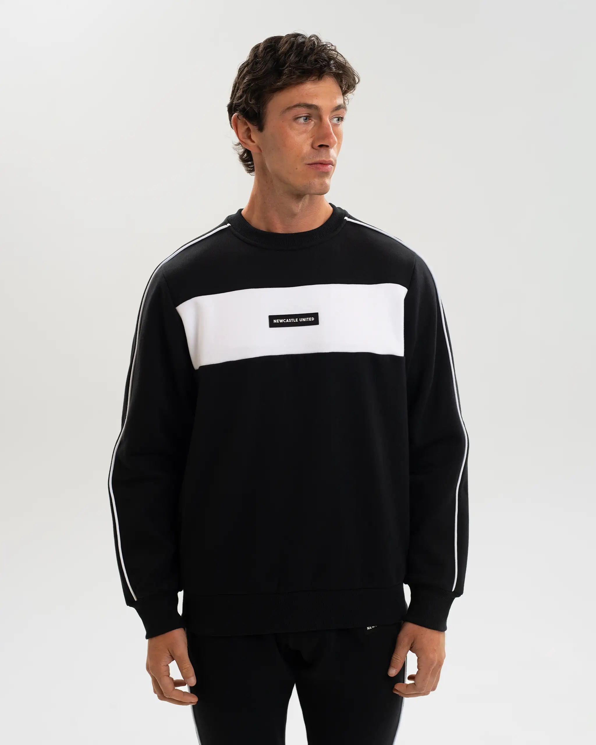 Newcastle United Men's Black Colour Block Sweatshirt