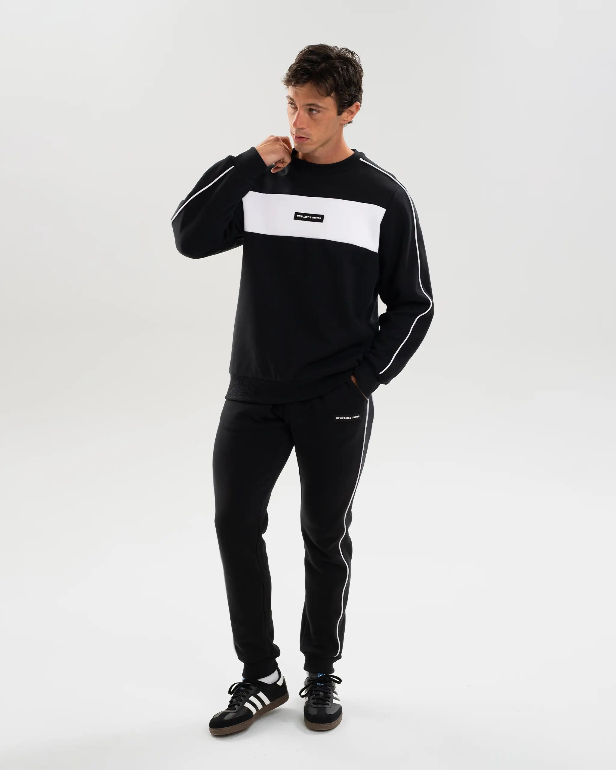 Newcastle United Men's Black Colour Block Sweatshirt
