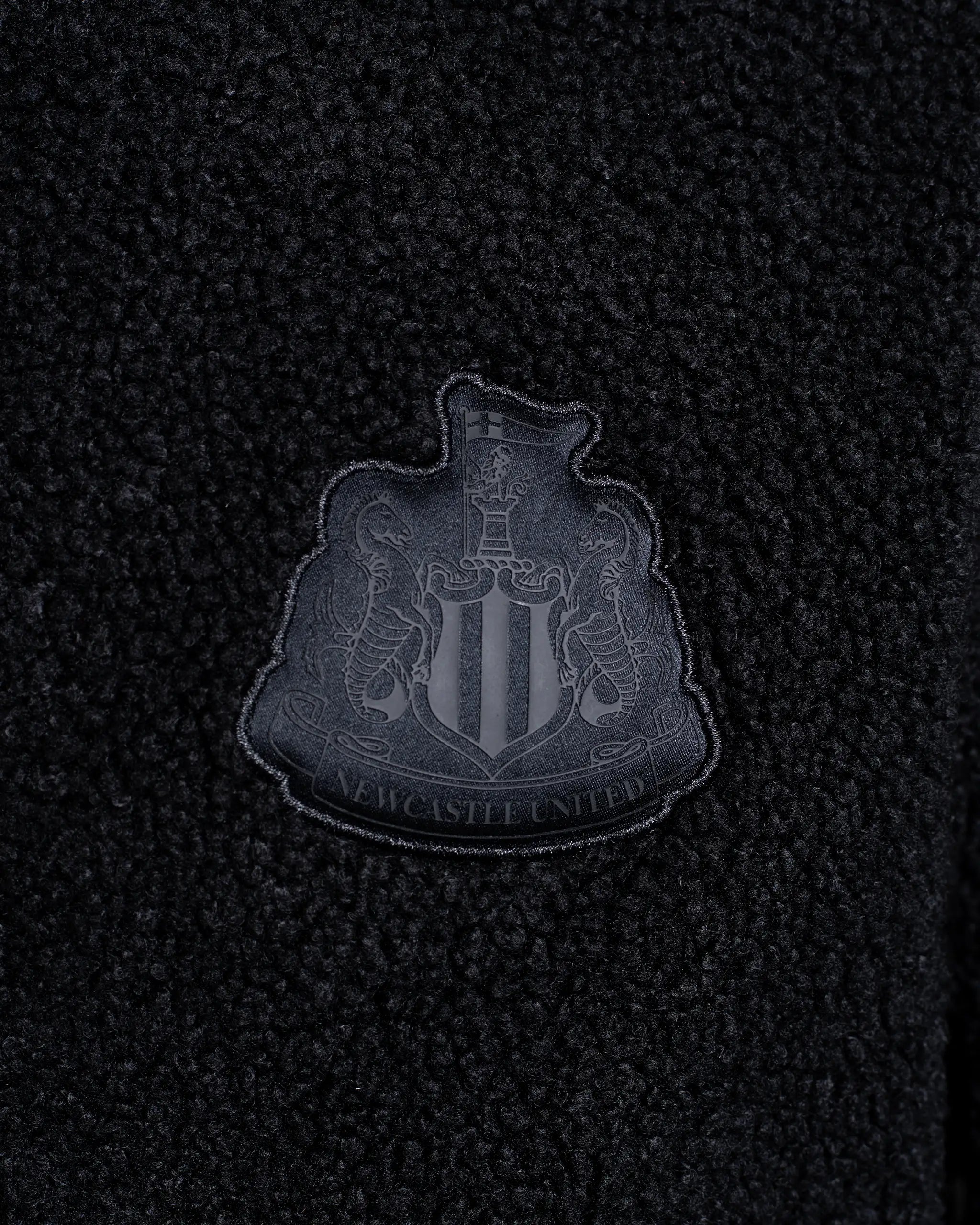 Newcastle United Men's Black Borg Quarter Zip Fleece Hoodie