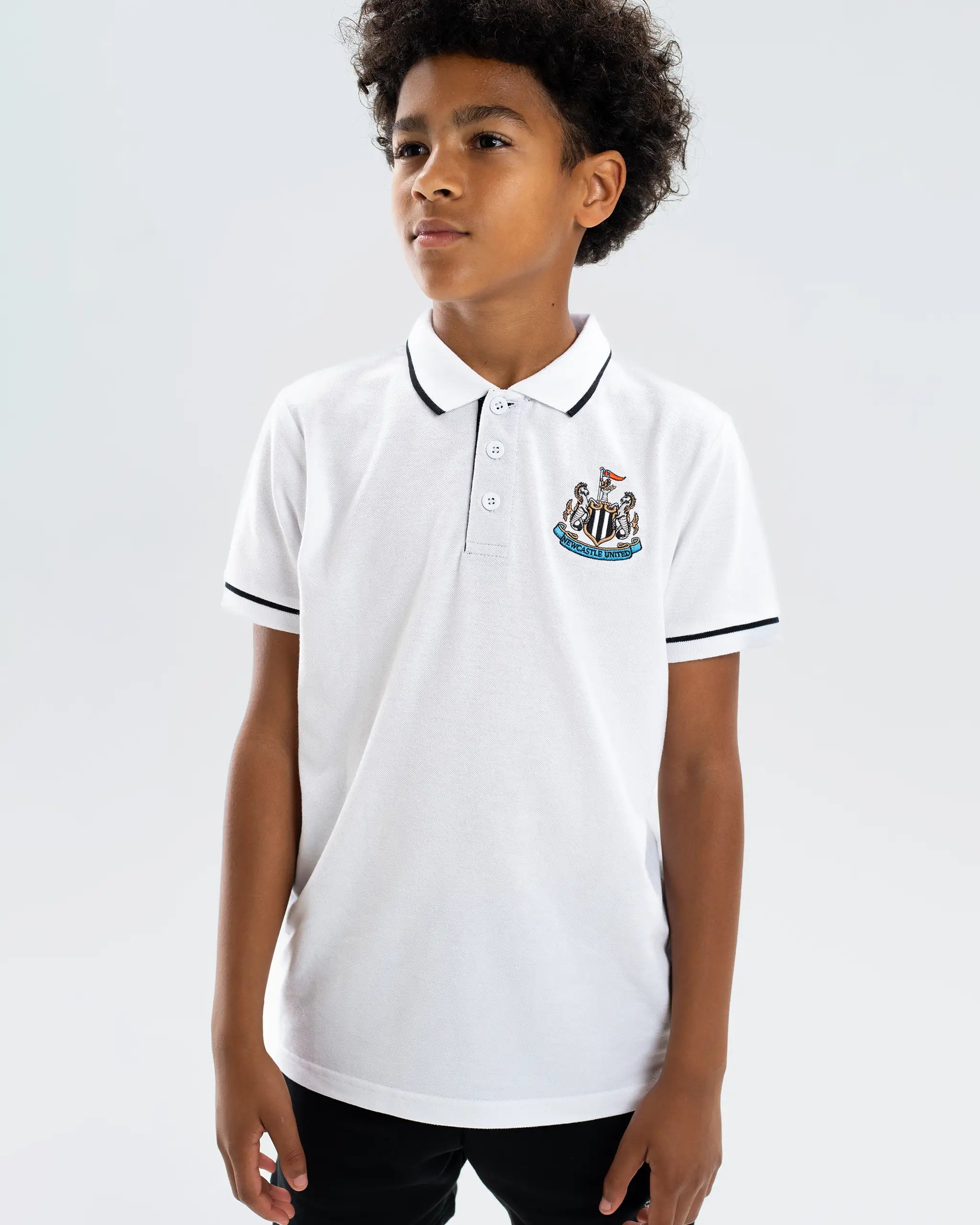 Newcastle United Kids' Essentials Range White Polo Shirt
