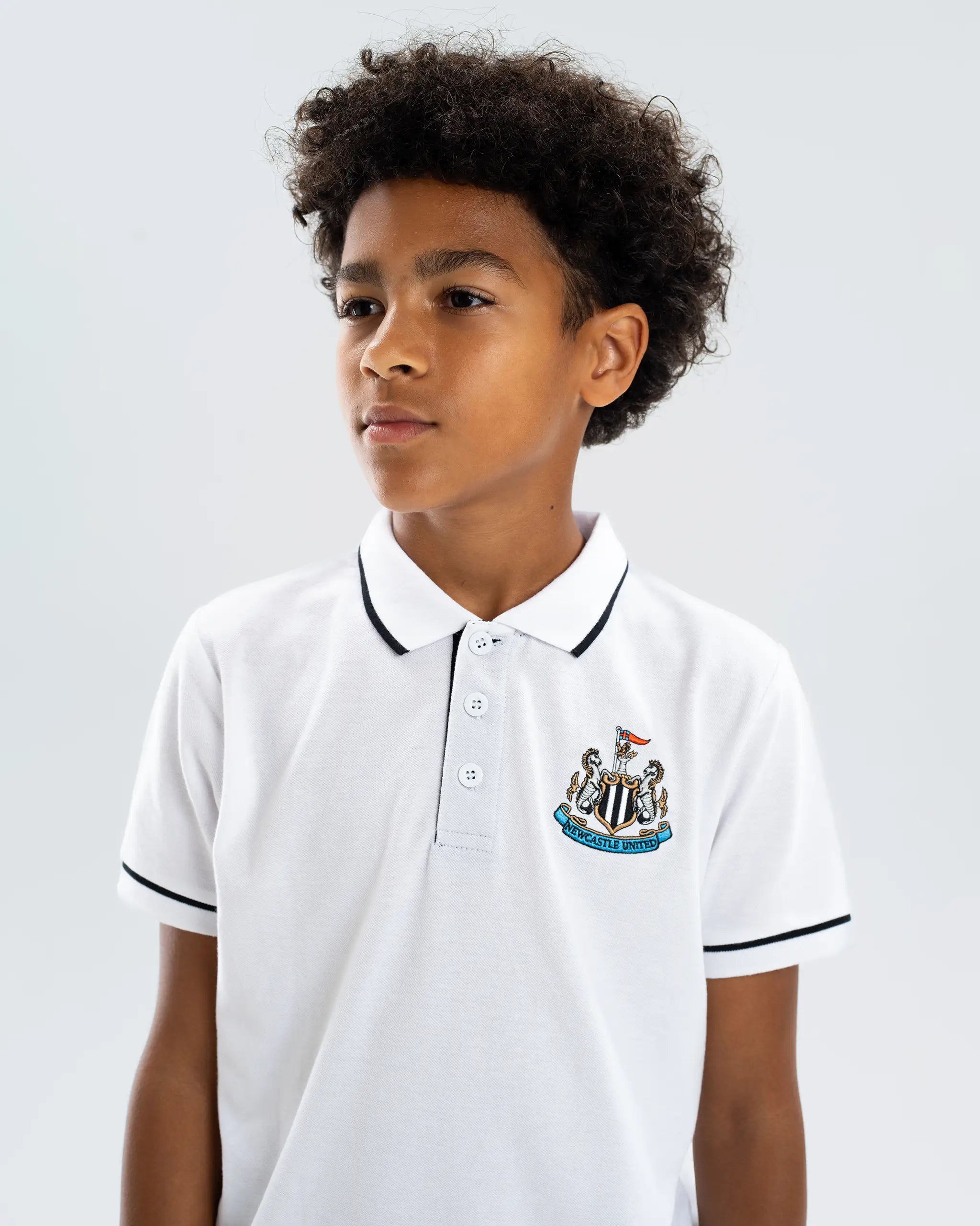 Newcastle United Kids' Essentials Range White Polo Shirt