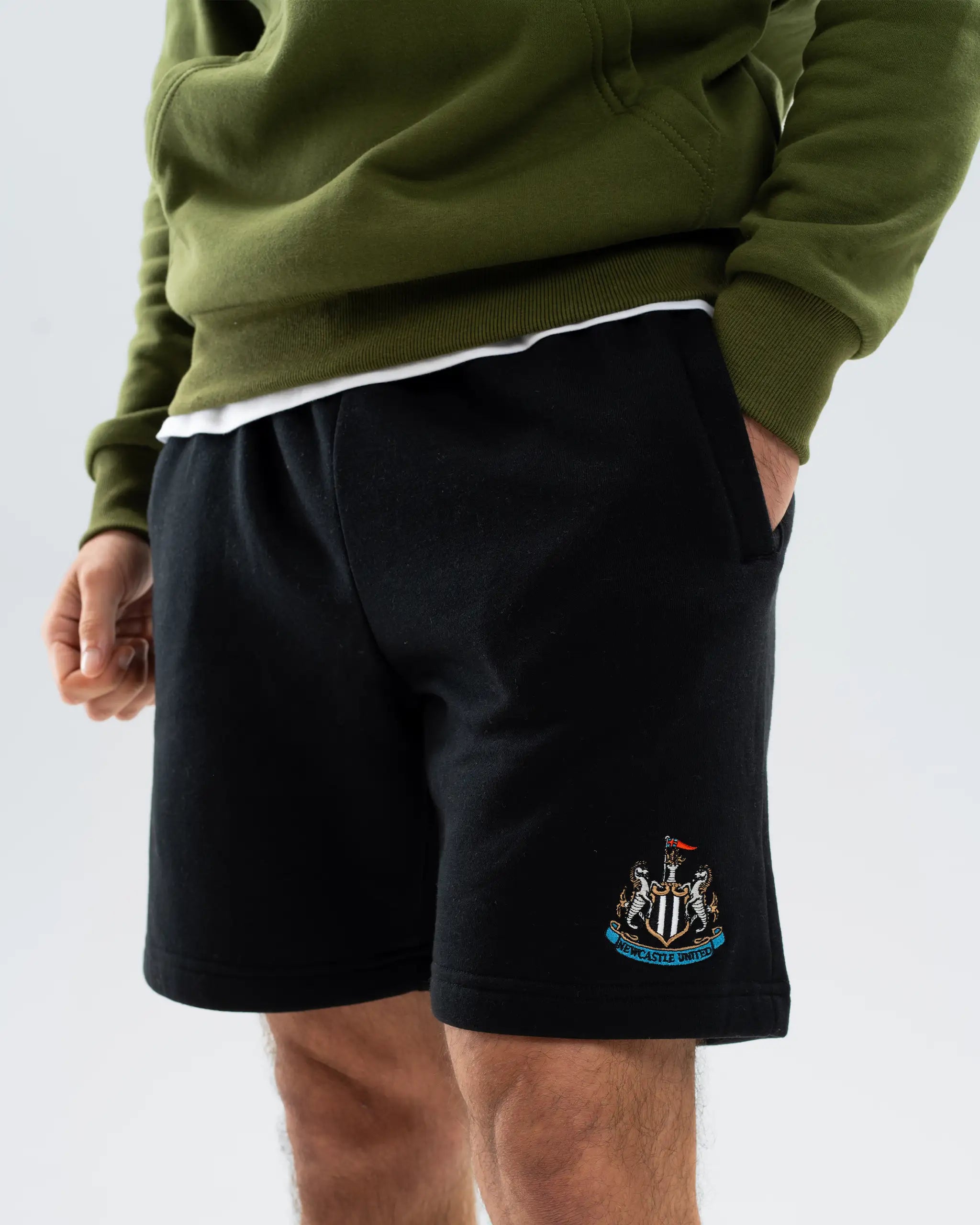 Newcastle United Men's Essentials Range Black Fleece Shorts