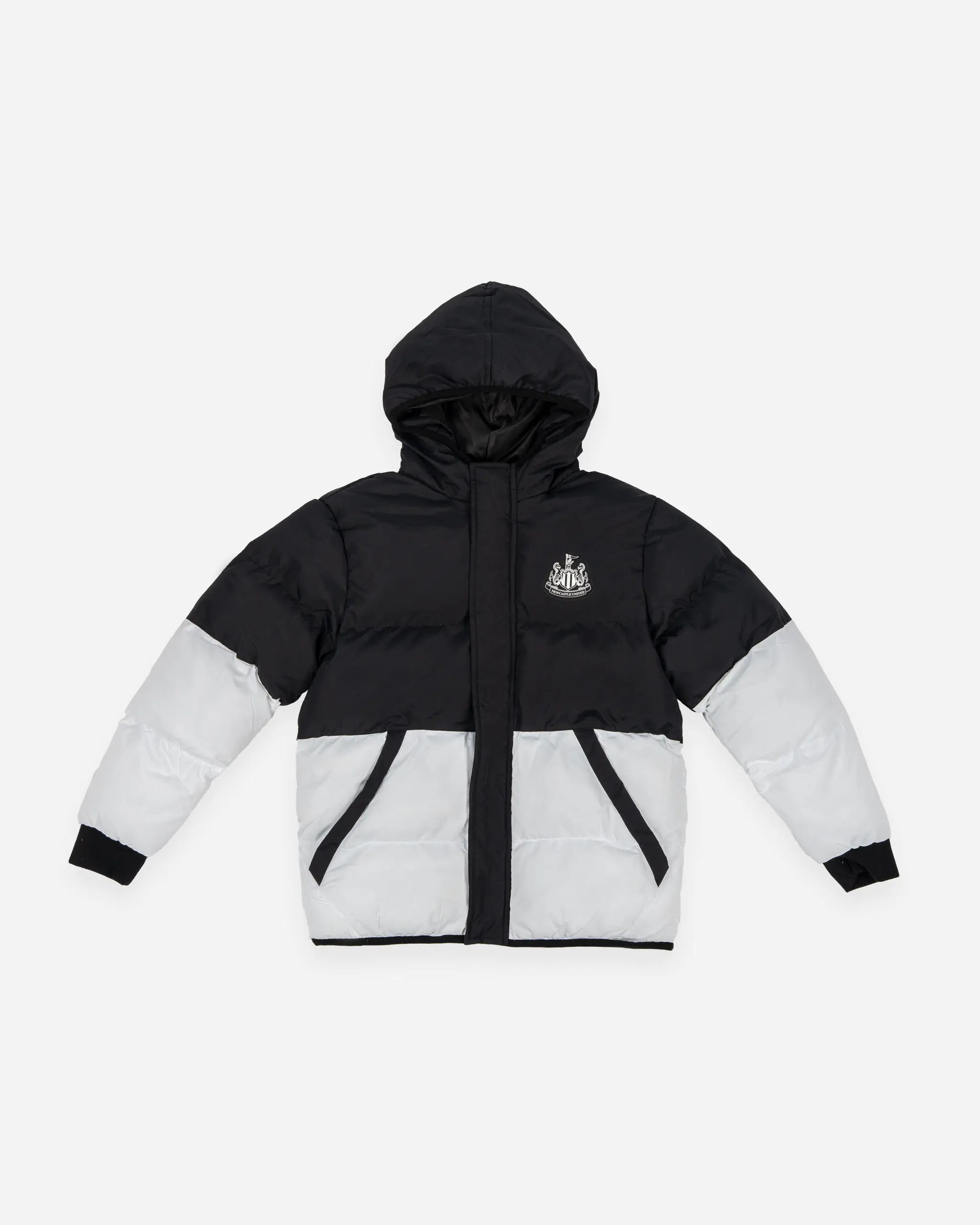 Newcastle United Kids' Black & White Colourblock Puffer Jacket