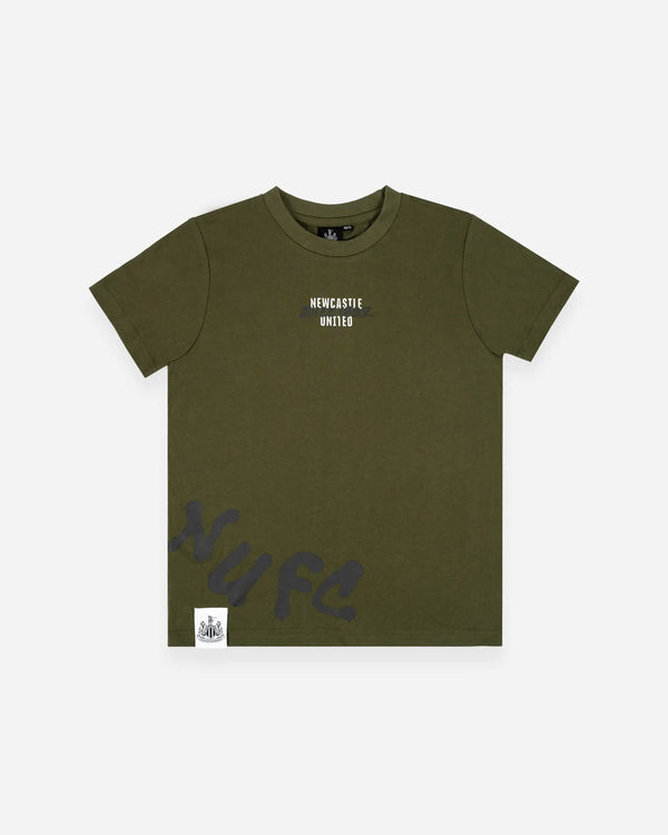 Newcastle United Kids' Khaki Graffiti Print T-Shirt