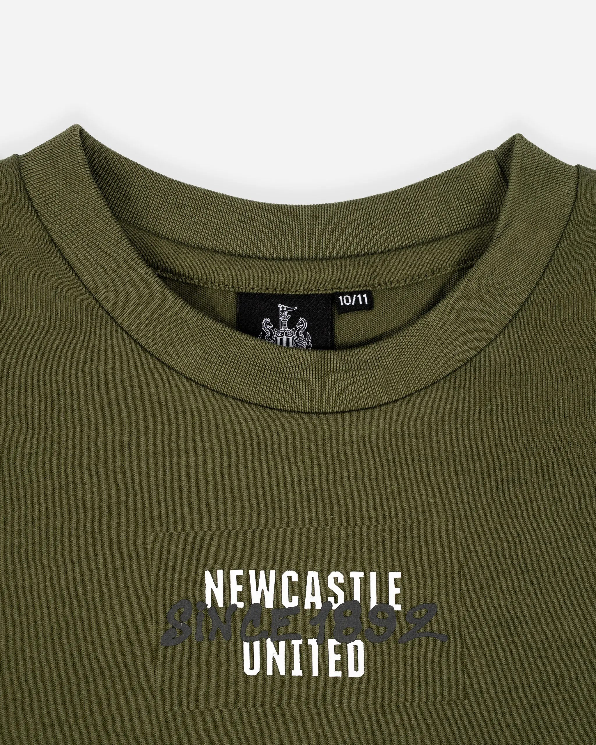 Newcastle United Kids' Khaki Graffiti Print T-Shirt
