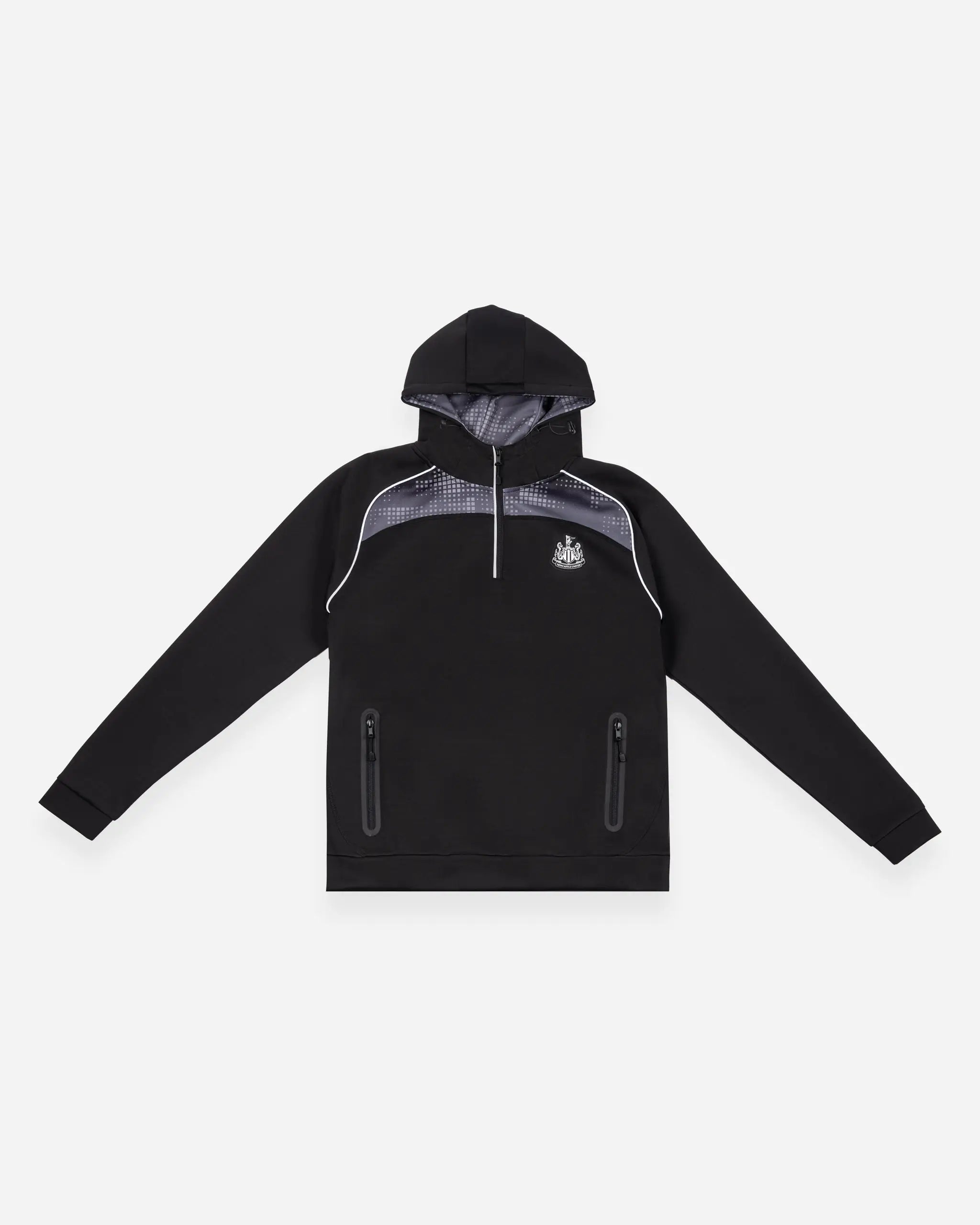 Newcastle United Men's Black Tech Poly 1/4 Zip Hoodie