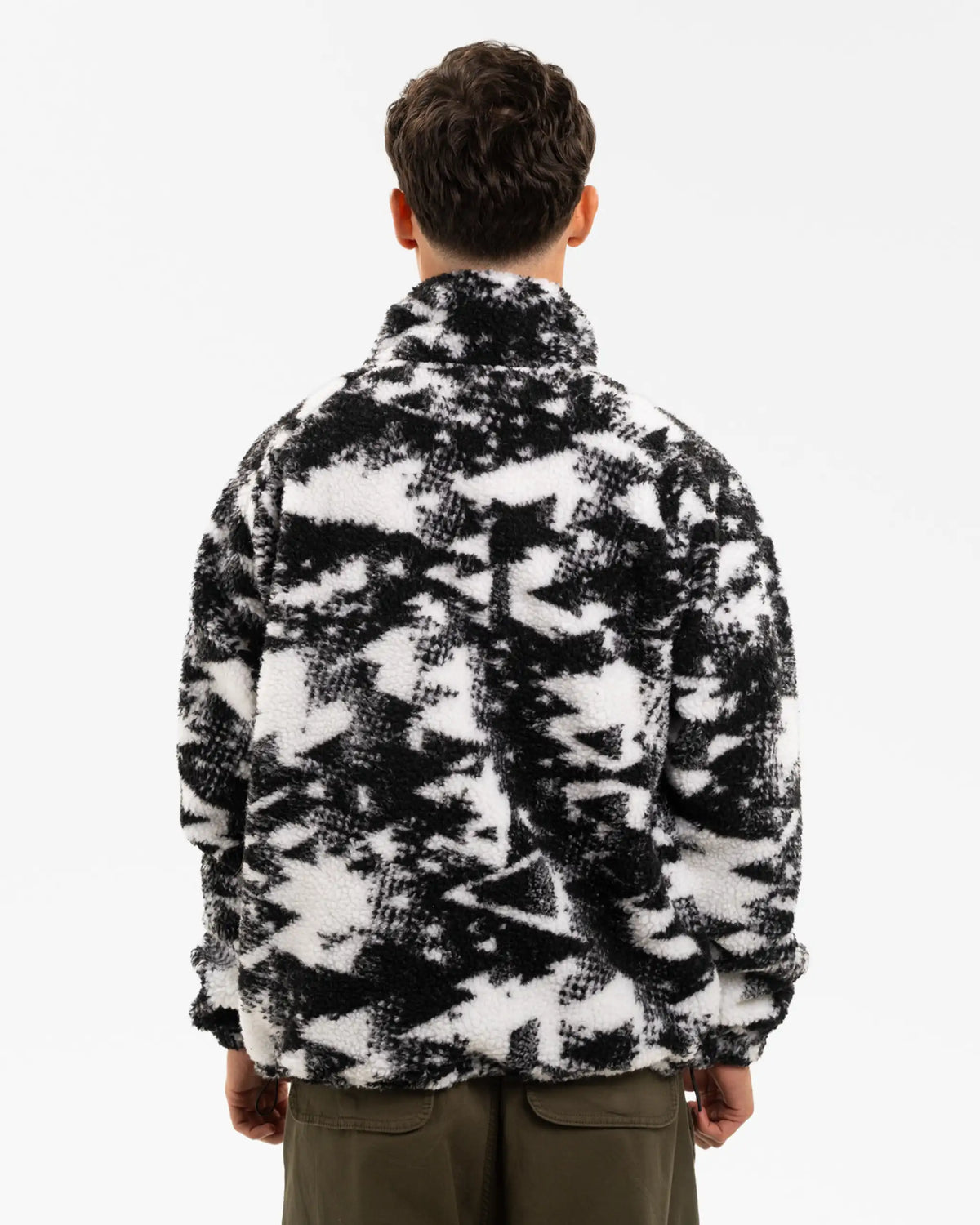 Newcastle United Men's Black & White Pocket Teddy Printed Fleece Jacket