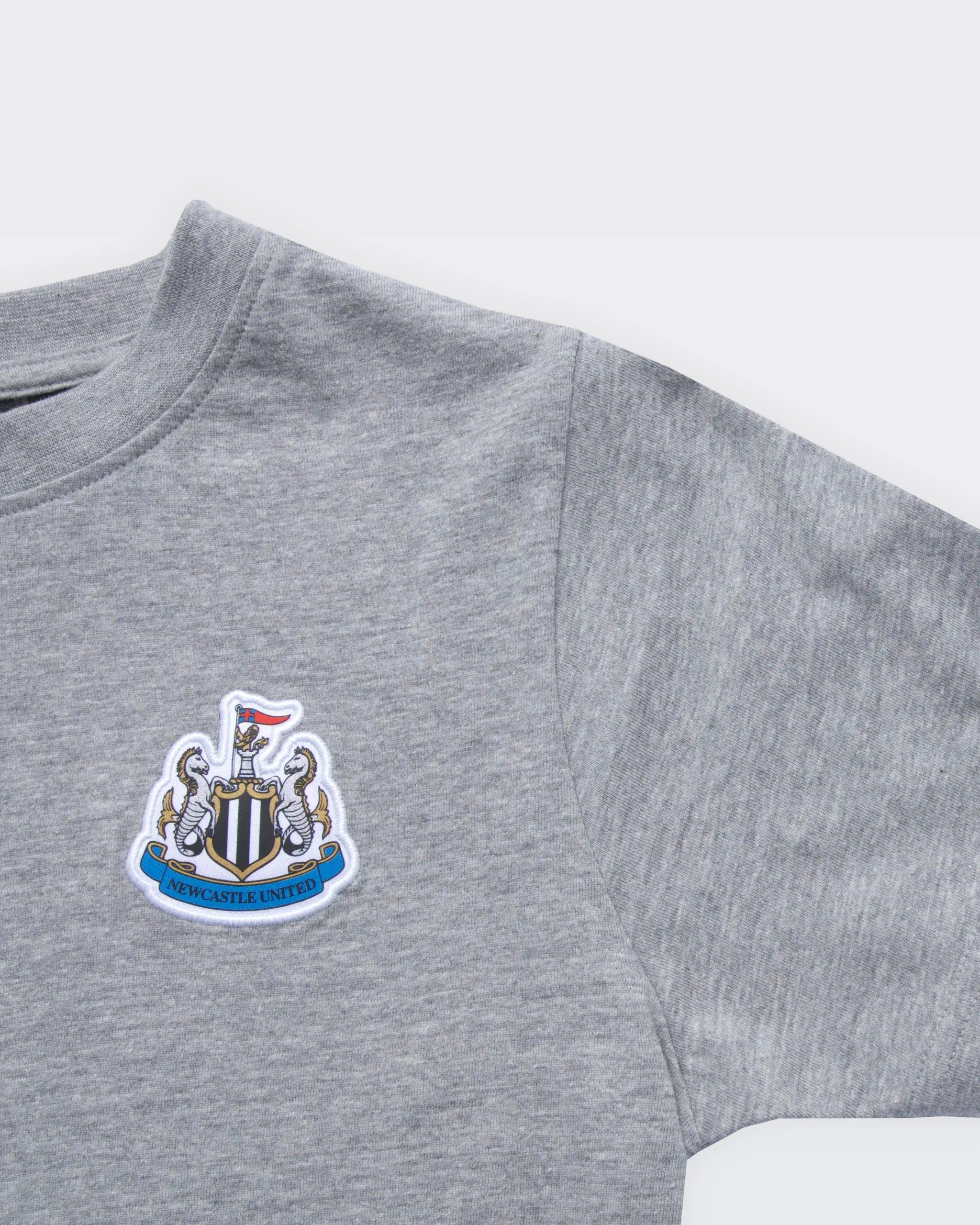 Newcastle United Boy's Grey Marl Terrace Crest T-Shirt