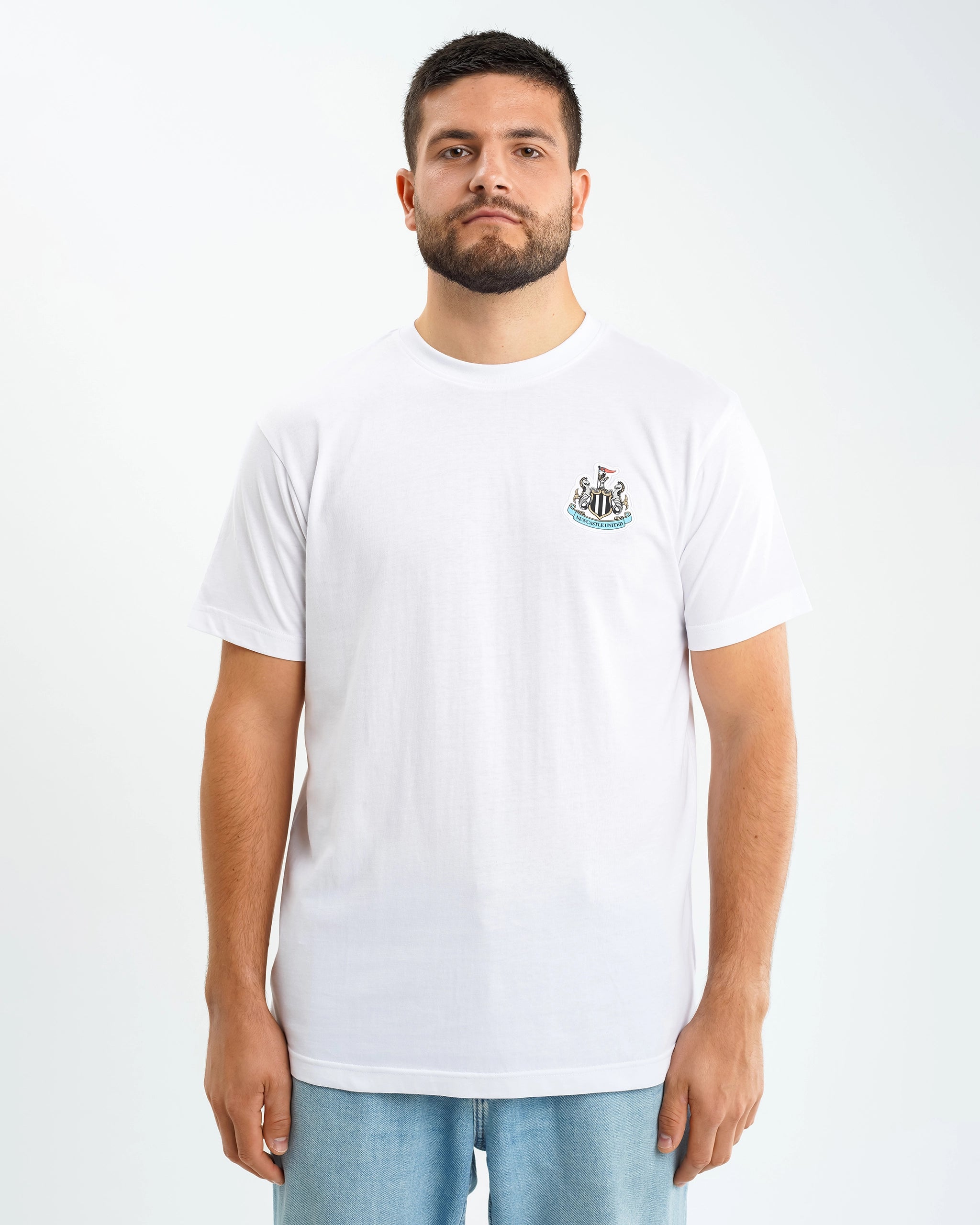 Newcastle United Men's White Terrace Crest T-Shirt