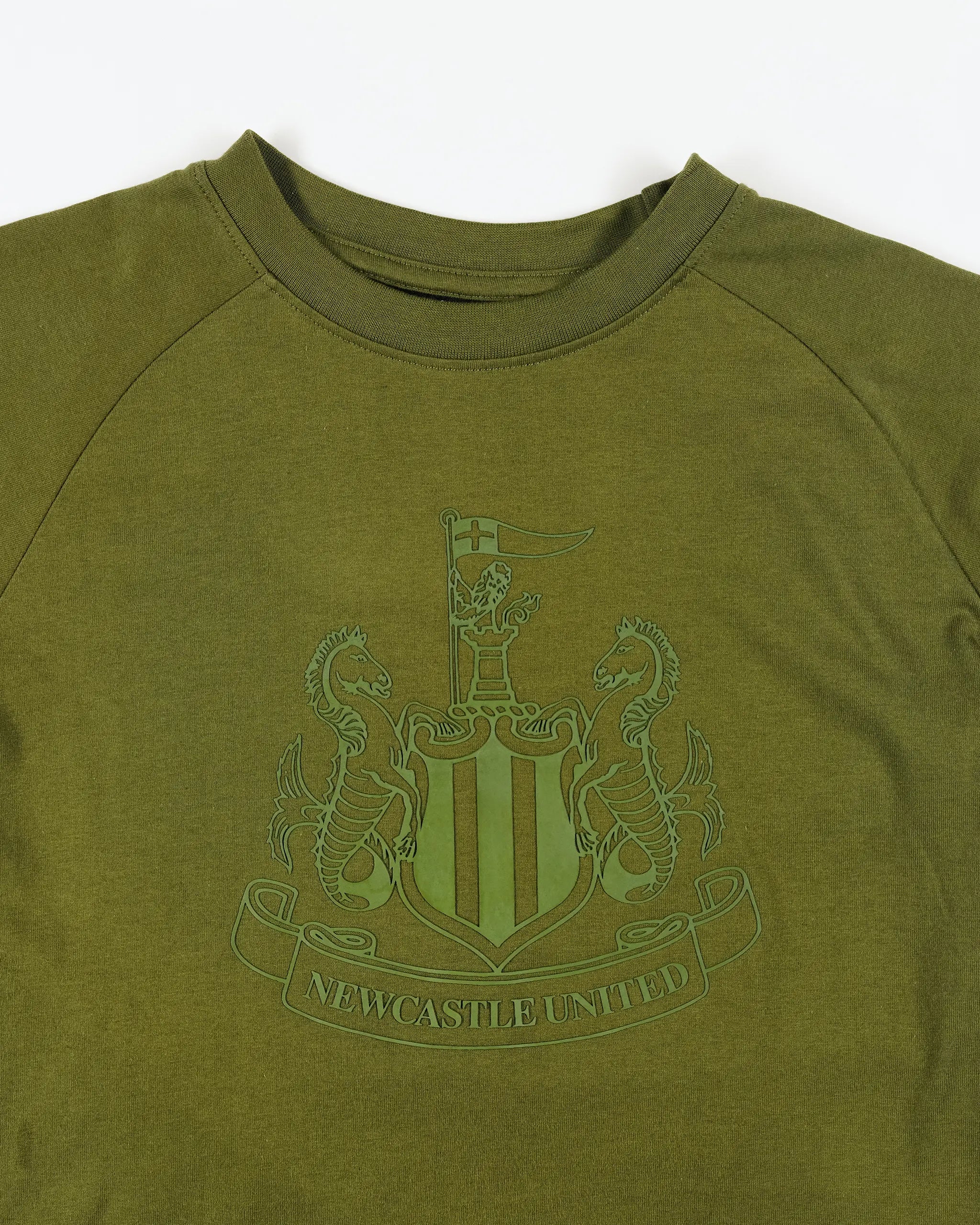 Newcastle United Boy's Khaki Raglan Crest T-Shirt