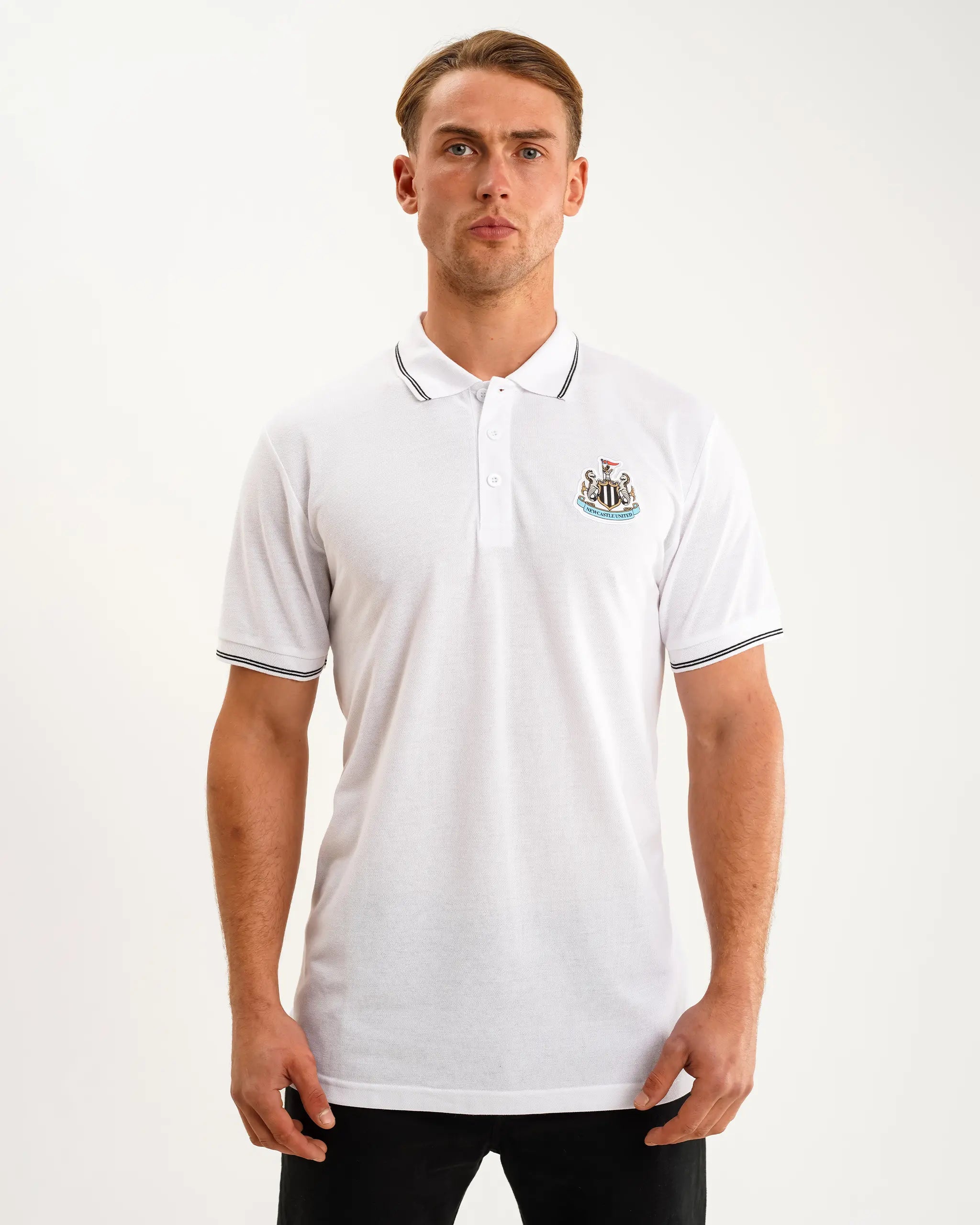 Newcastle United Men's White Terrace Pique Polo Shirt