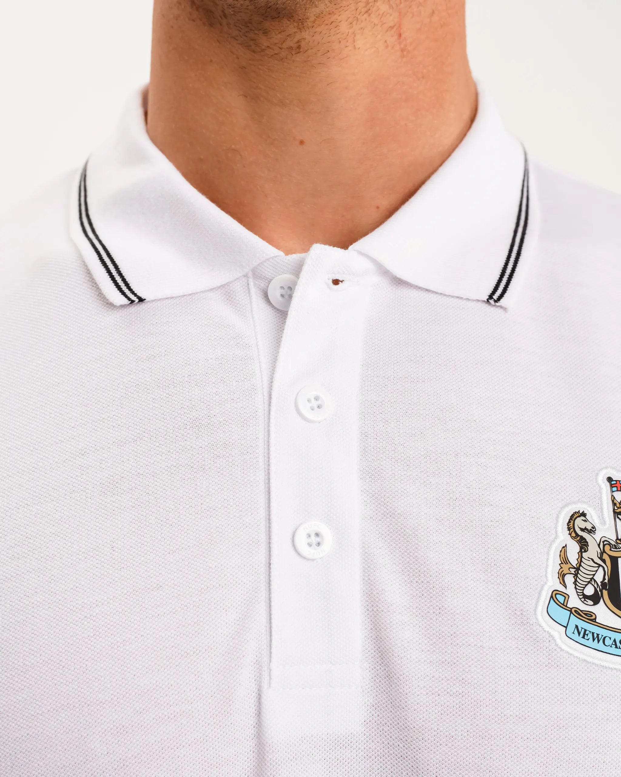 Newcastle United Men's White Terrace Pique Polo Shirt