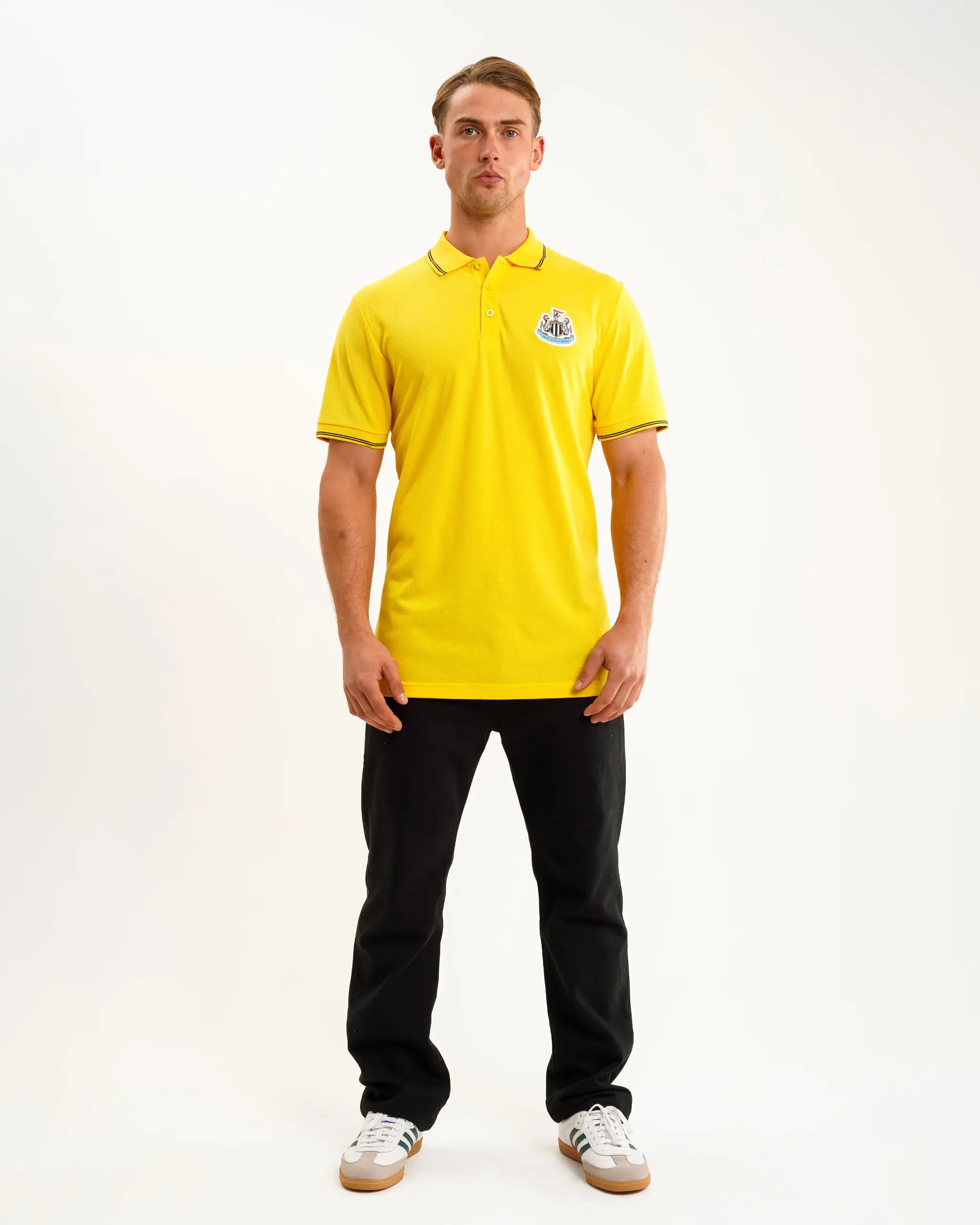 Newcastle United Men's Yellow Terrace Pique Polo Shirt