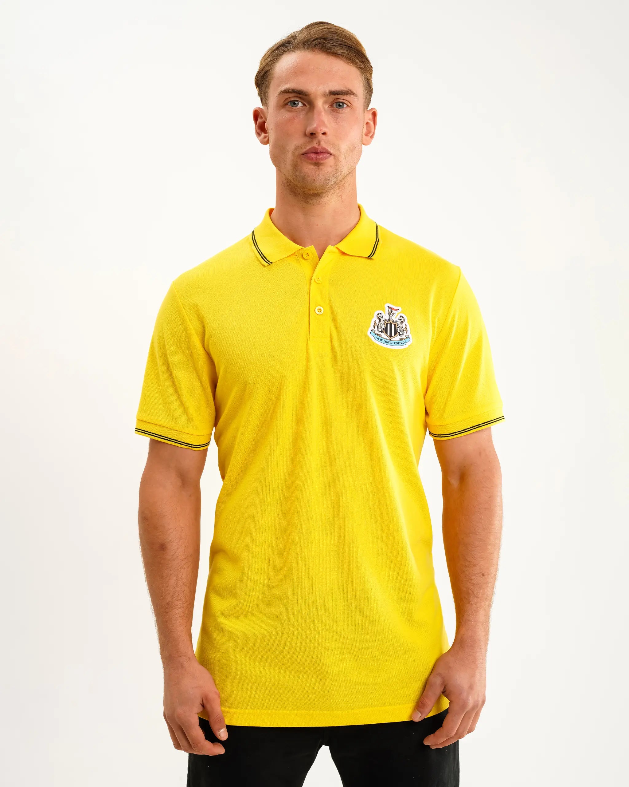 Newcastle United Men's Yellow Terrace Pique Polo Shirt