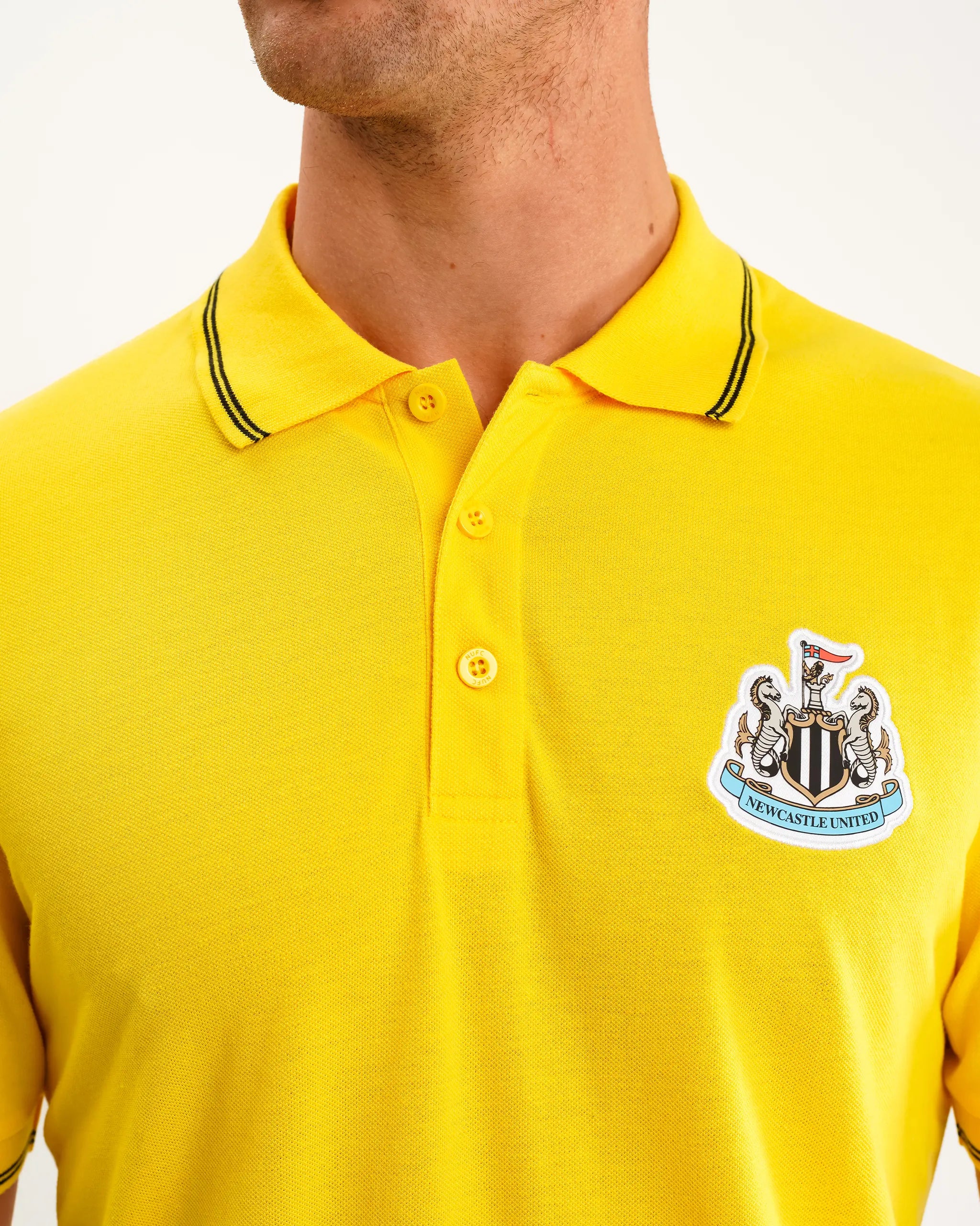 Newcastle United Men's Yellow Terrace Pique Polo Shirt