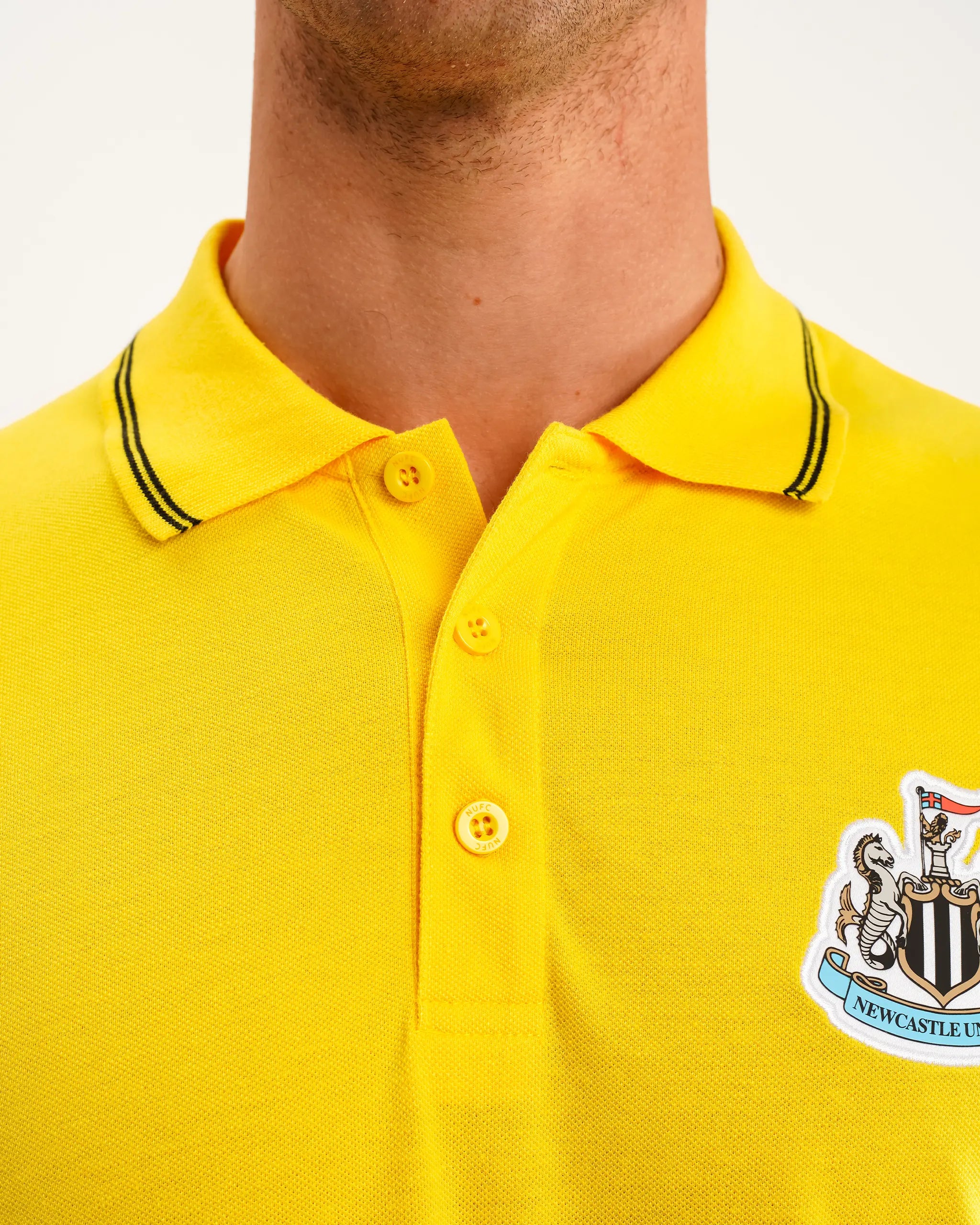 Newcastle United Men's Yellow Terrace Pique Polo Shirt