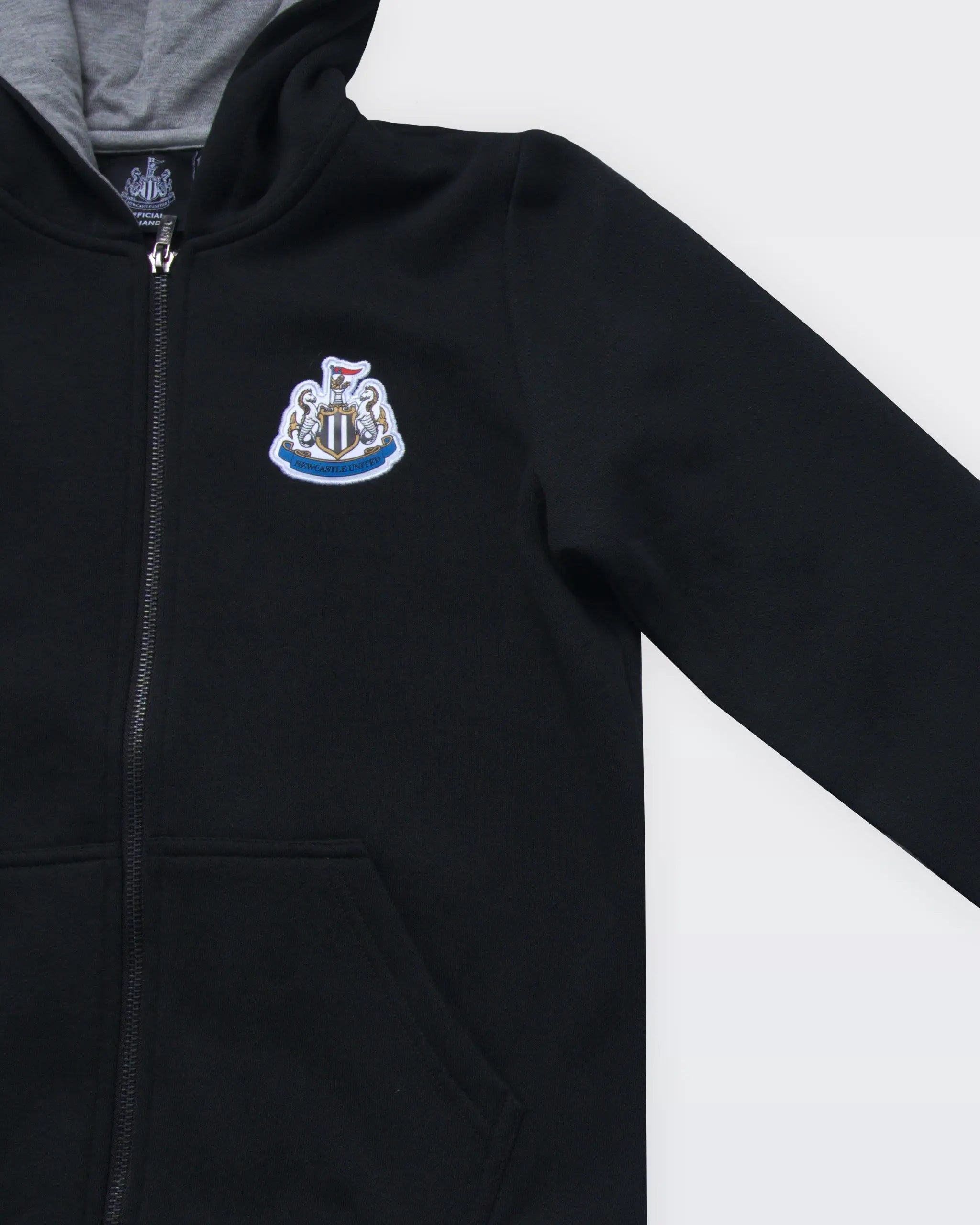 Newcastle United Boy's Black Terrace Full Zip Hoodie