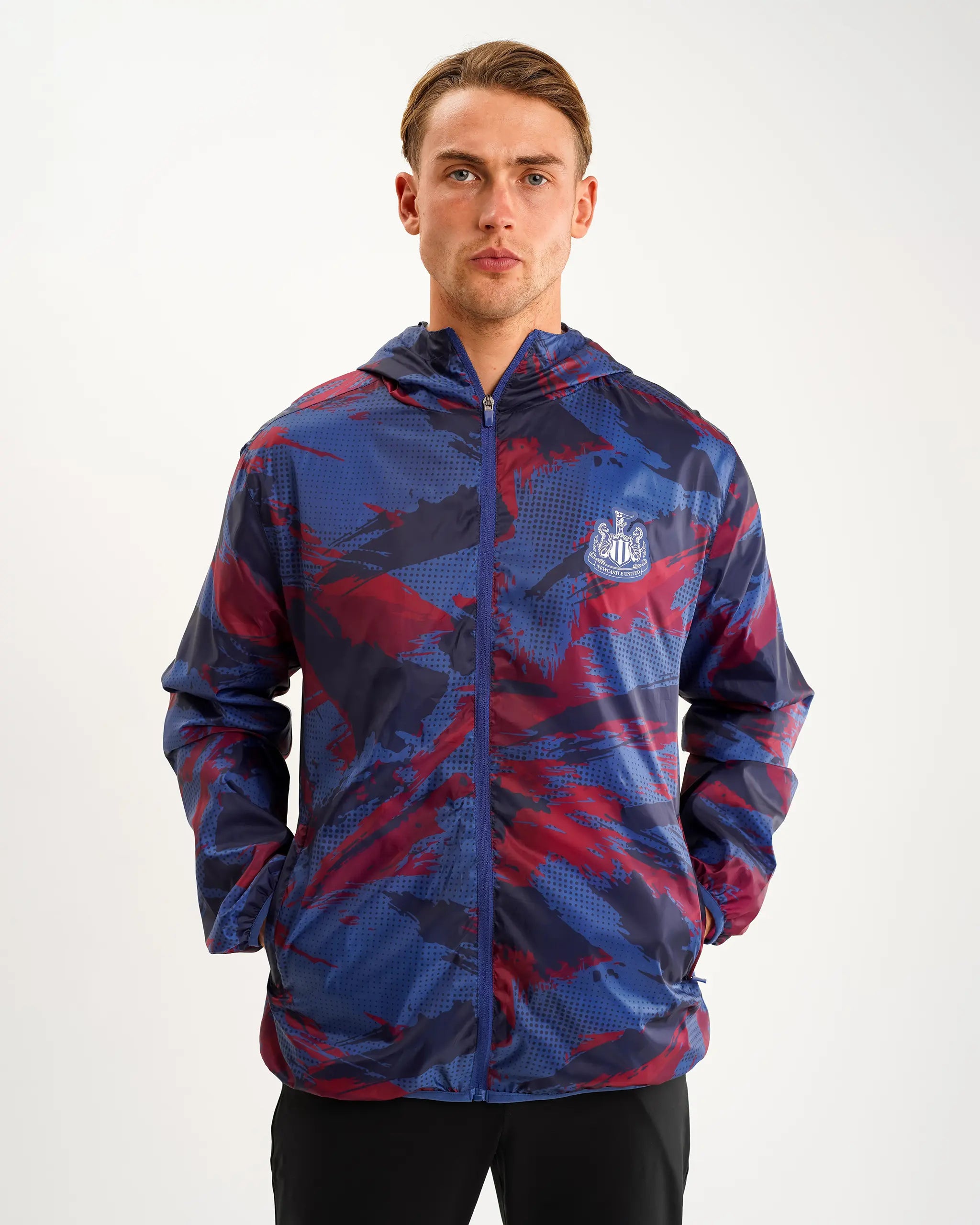 Newcastle United Men's Navy Camo Poly Shower Jacket