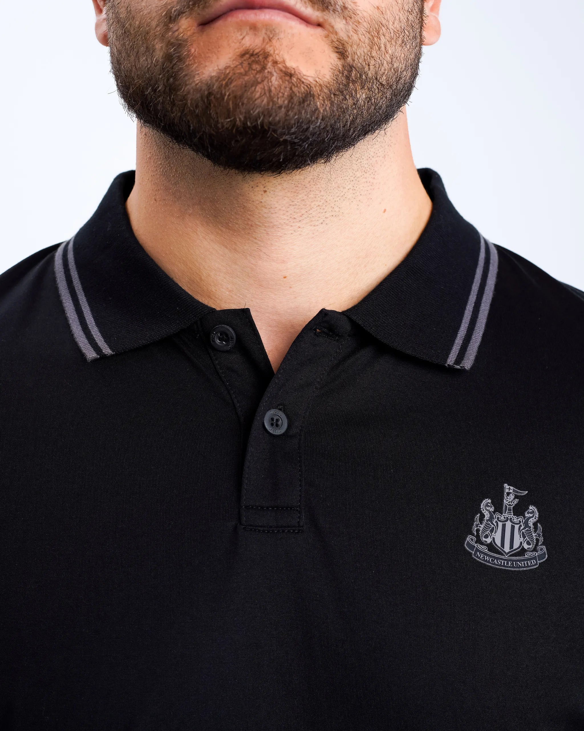 Newcastle United Men's Black Label Black Polo Shirt