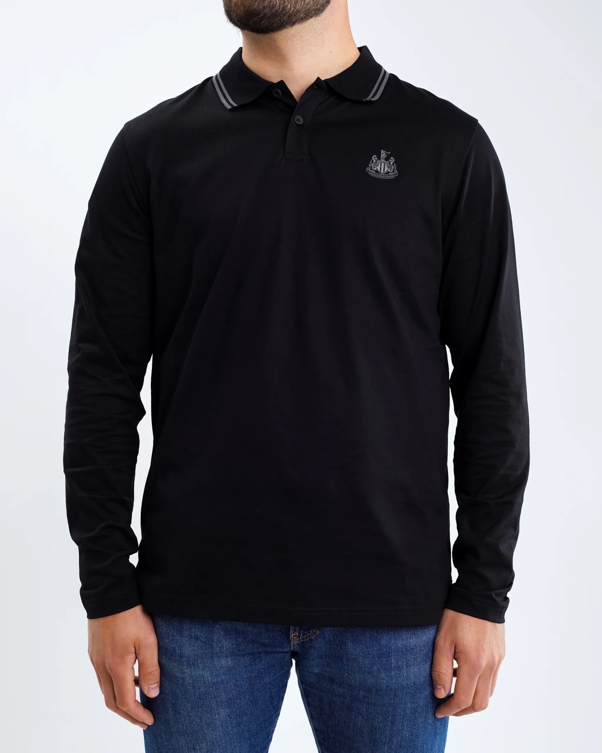 Newcastle United Men's Black Label Long Sleeve Polo Shirt