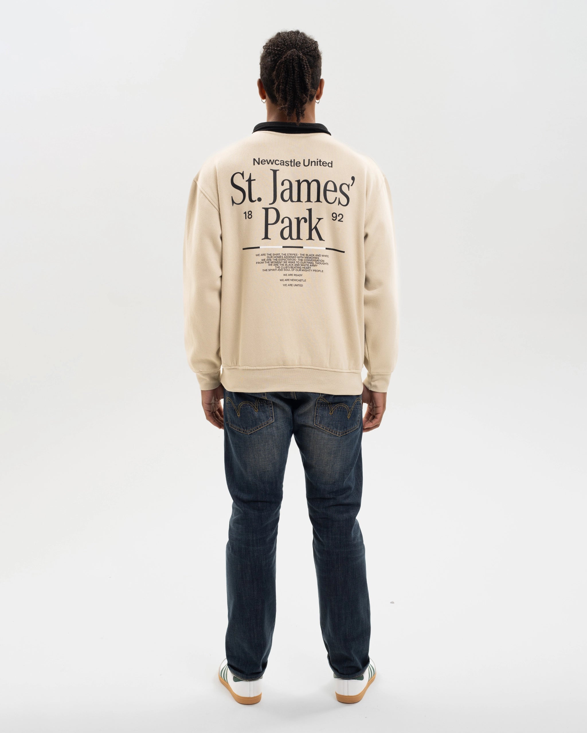Newcastle United St. James' Park Stone Graphic Collared Sweater