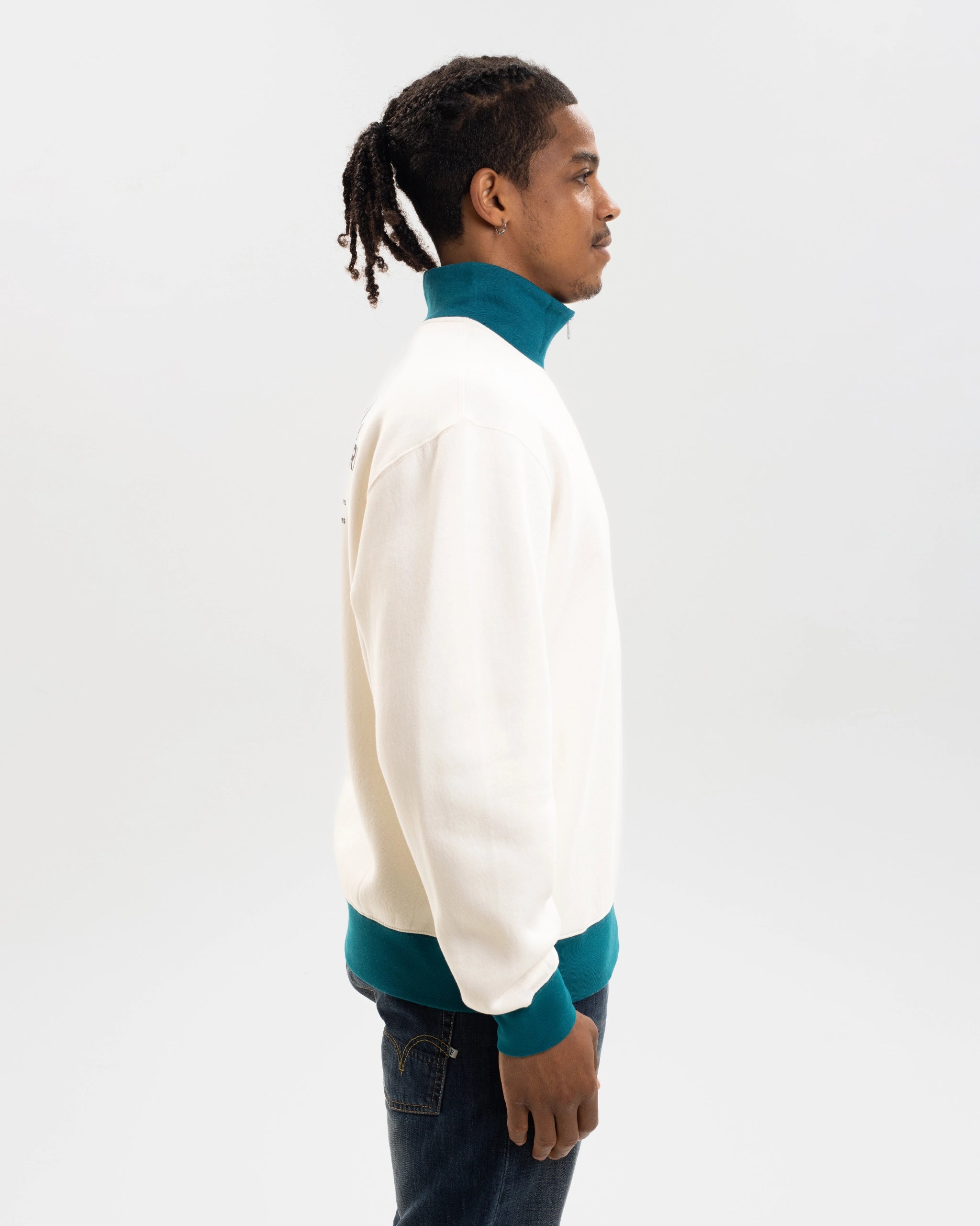 Newcastle United Graphic Off-White Contrast Quarter Zip Sweater