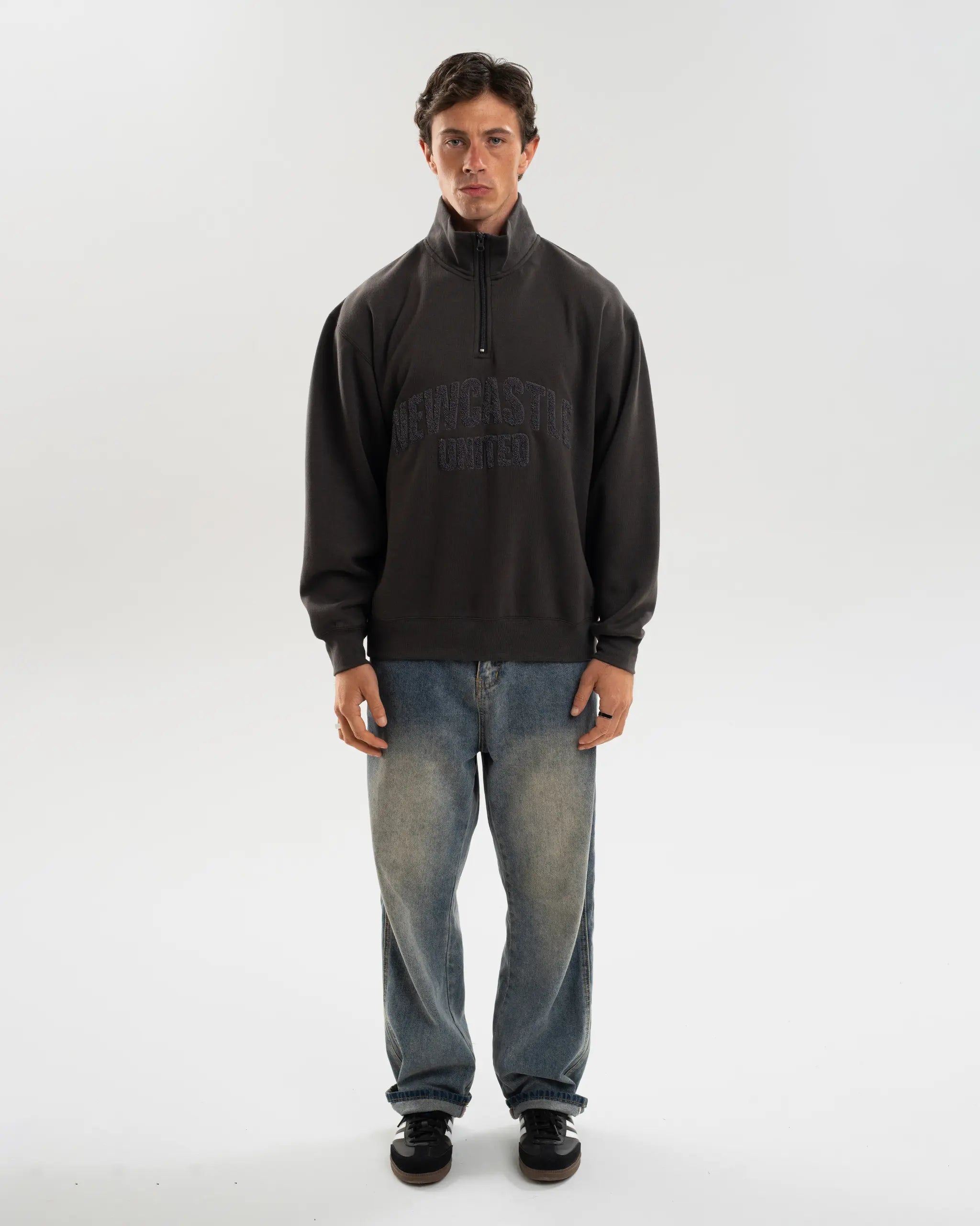 Newcastle United 1/4 Zip Tonal Sweater
