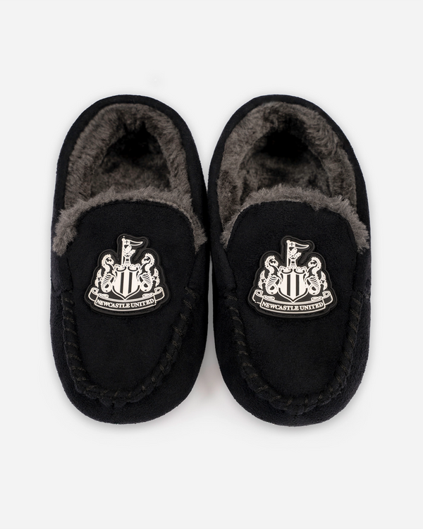Newcastle United Kids' Black Moccasin Slippers