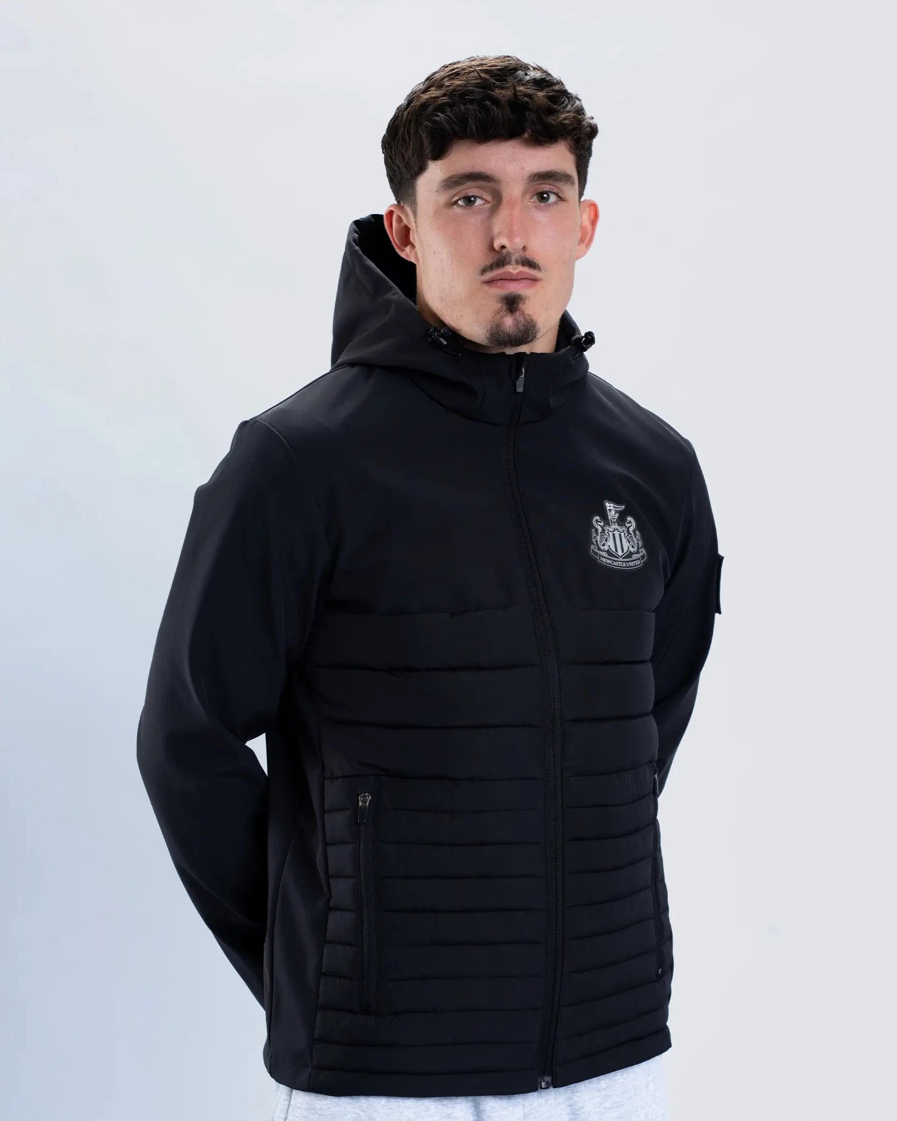 Newcastle United Black Hooded Hybrid Jacket