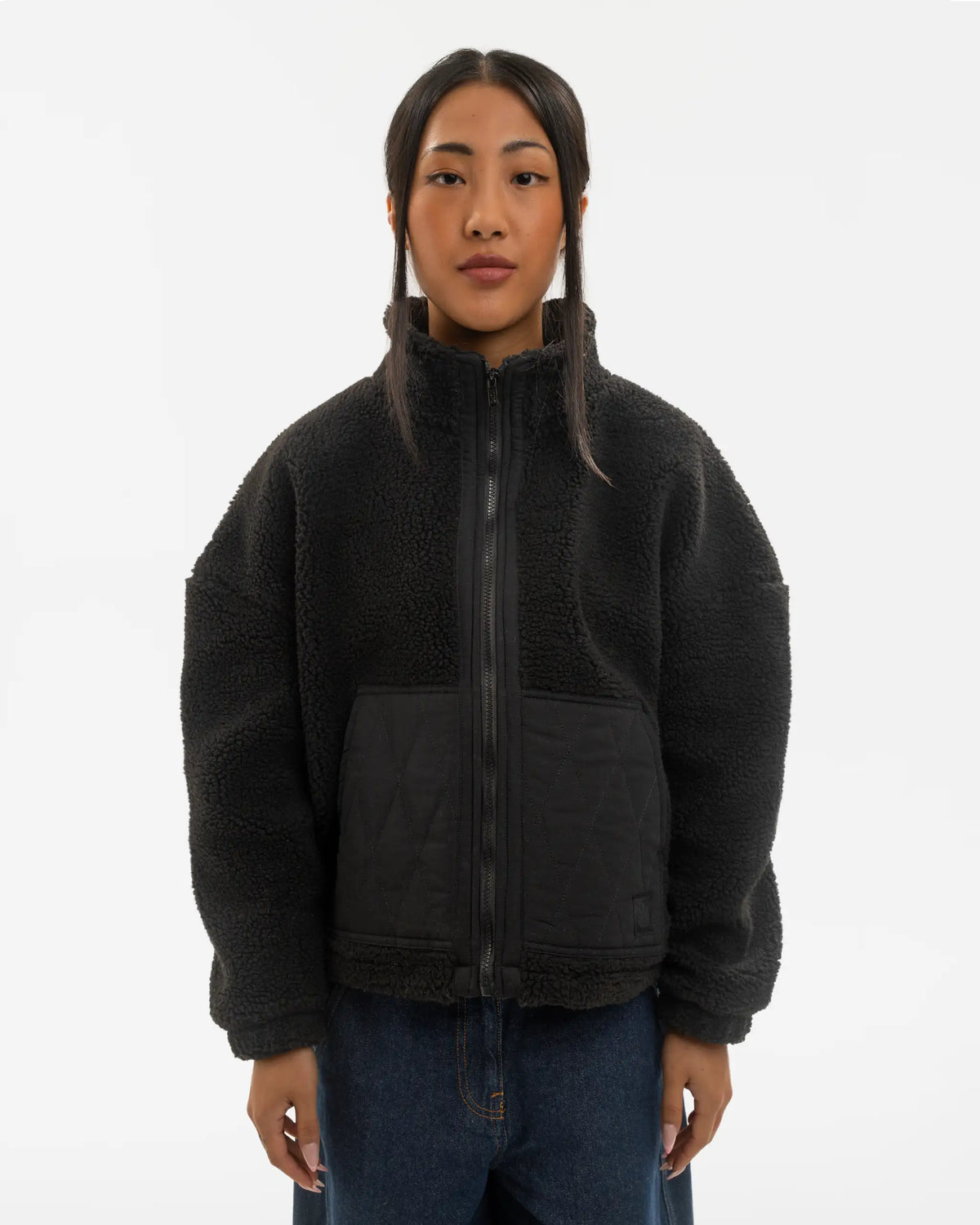 Newcastle United Women's Black Full Zip Cropped Fleece Jacket